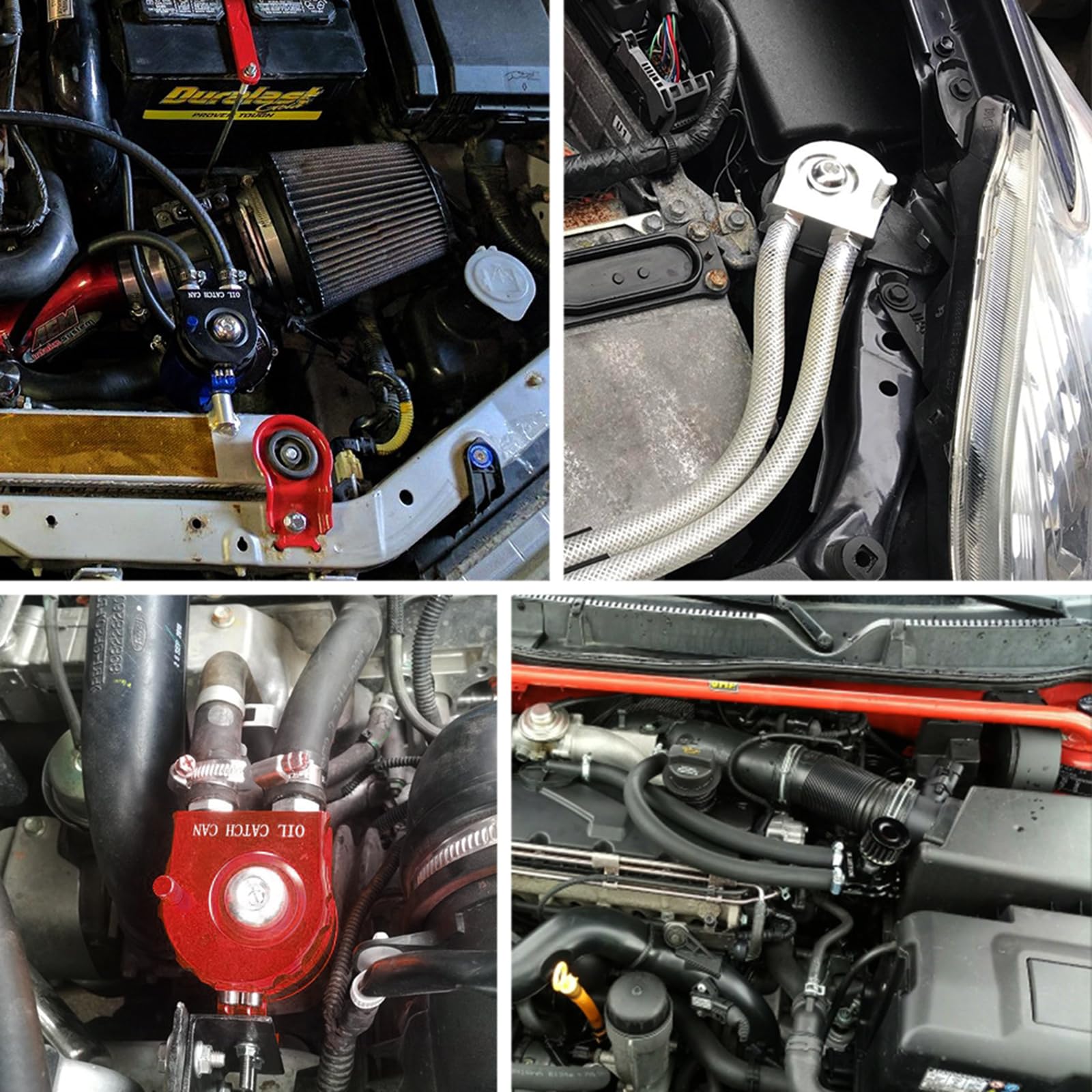 ETAWDE 350ml Universally Aluminum Oil Separator Catch Can with Breather Filter Baffle Tanks Reservoir Auto Accessory