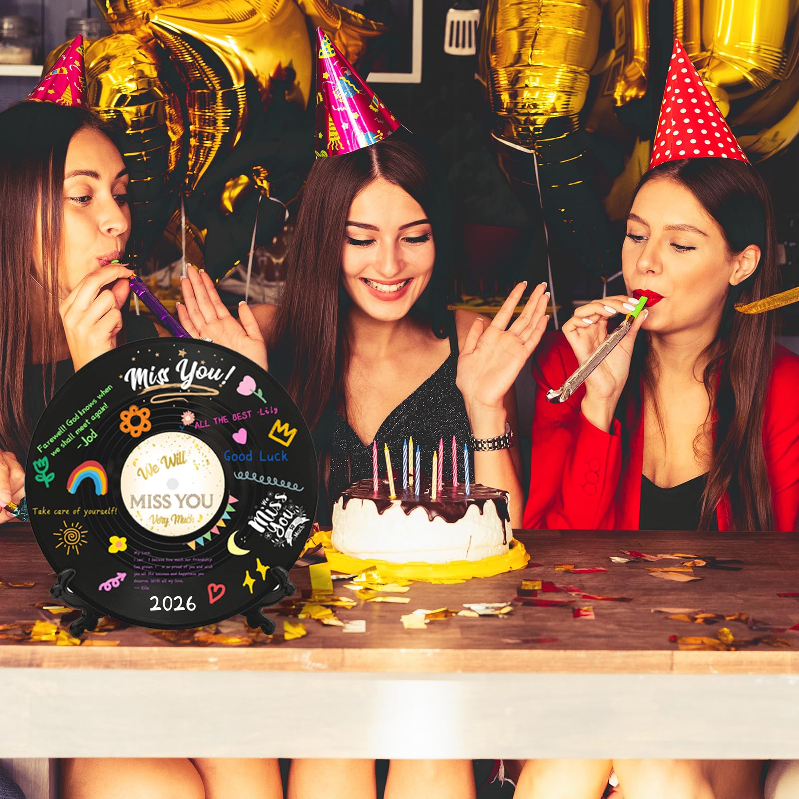 We Will Miss You - Disco in vinile con decorazioni per feste di addio, libro degli ospiti, regalo per uomini, donne, pensionamento, laurea, festa, firma in vinile