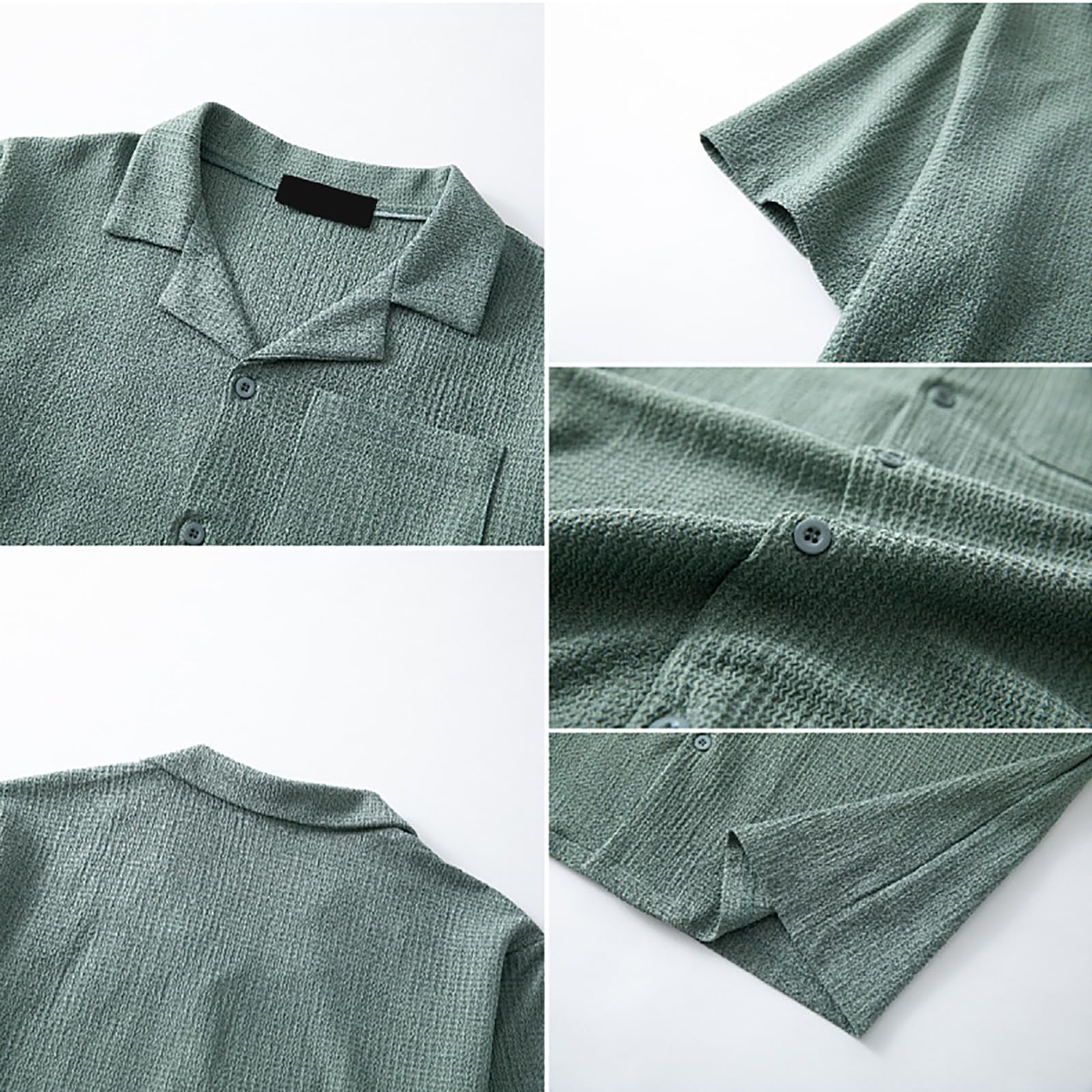 Generico Camicia Uomo Manica Corta Estate Elasticizzata Slim Fit Casual Easy-Iron Camicie Business Elegante Tinta Unita Camicia Hawaiana Uomo 3XL Cotone