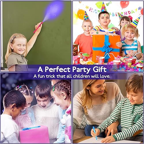 Miniatura 6 de DazSpirit 14 bolígrafos de tinta invisible con luz UV, recuerdos de fiesta para niños y niñas, bolígrafo mágico detective que desaparece para niños,