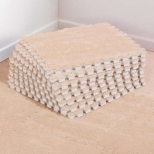 12 tapetes de espuma de felpa gruesa que se entrelazan, azulejos de espuma entrelazados con bordes para niños, alfombra cuadrada suave
