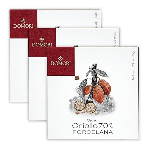 Domori - Paquetes de chocolate Criollo (Porcelana 70%, paquete de 3)