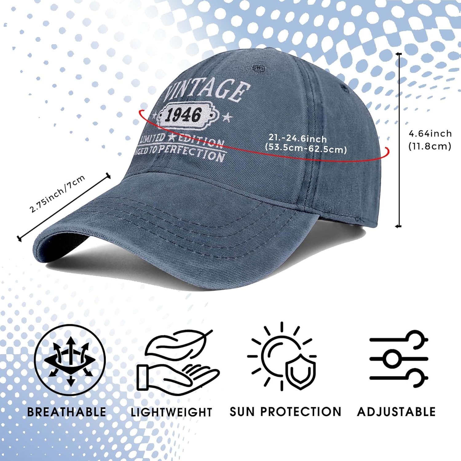 Birthday Gifts for Men Women, Personalized 21st/30th/40th/50th/60th ...90th Birthday Gifts, Vintage Baseball Hat - Image 4