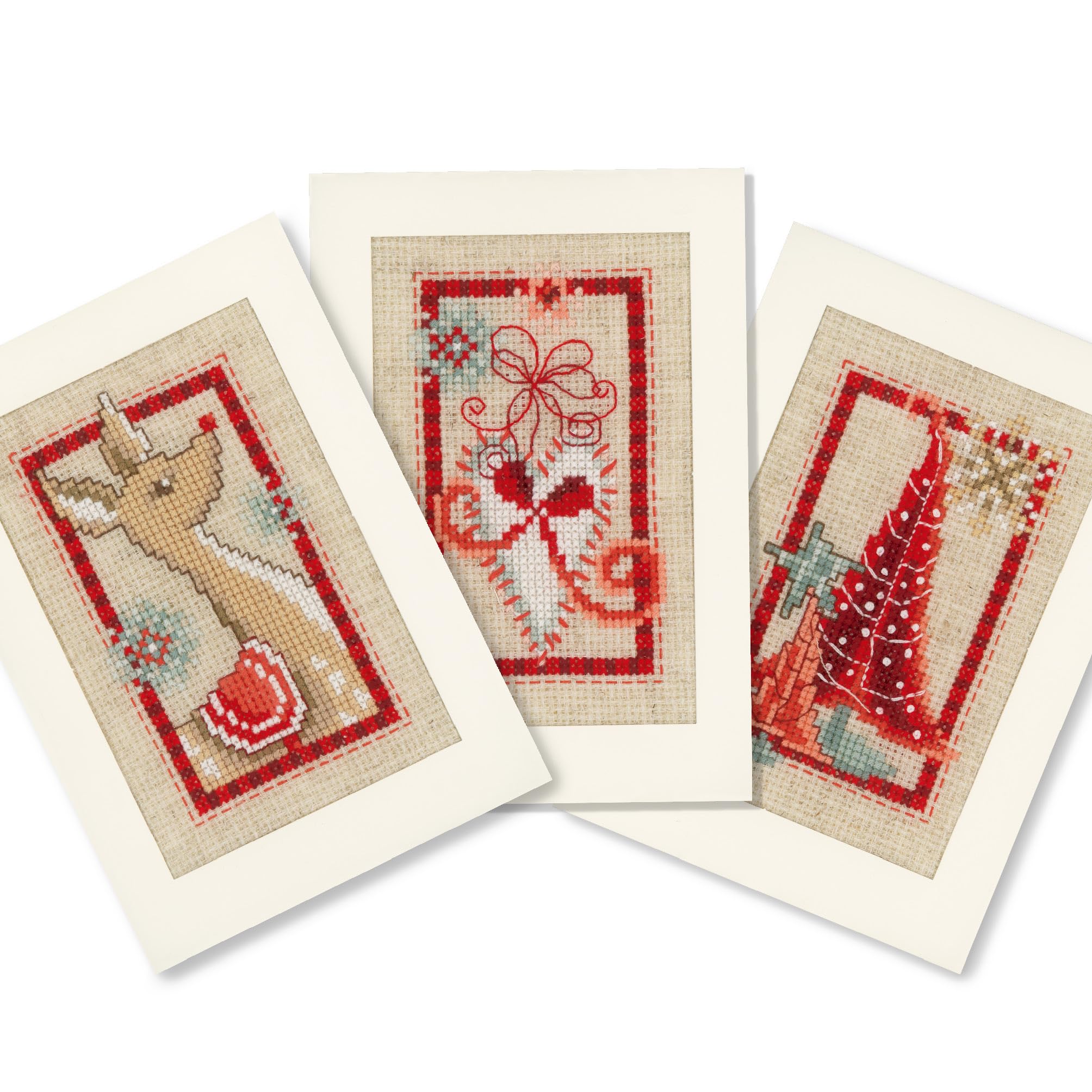 Vervaco Greeting Cards Christmas Symbols Aida, Set of 3