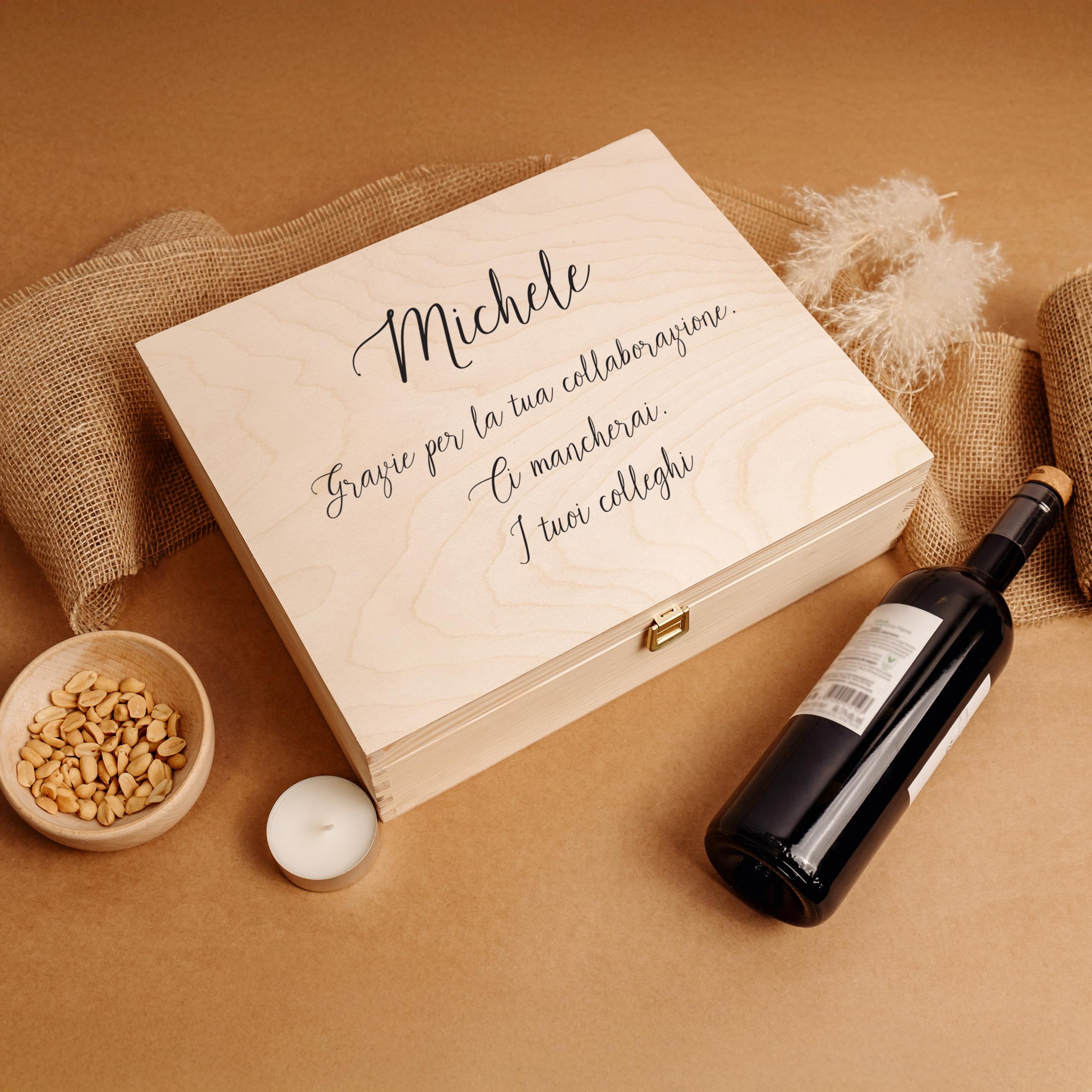 Creative Deco Scatola in Legno per 3 Bottiglie di Vino con Testo