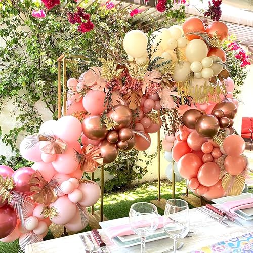 Miniatura 7 de Globos de oro rosa, globos de color rosa polvoriento, 60 globos metálicos cromados de oro rosa de 12 pulgadas, globos de látex retro rosa beige