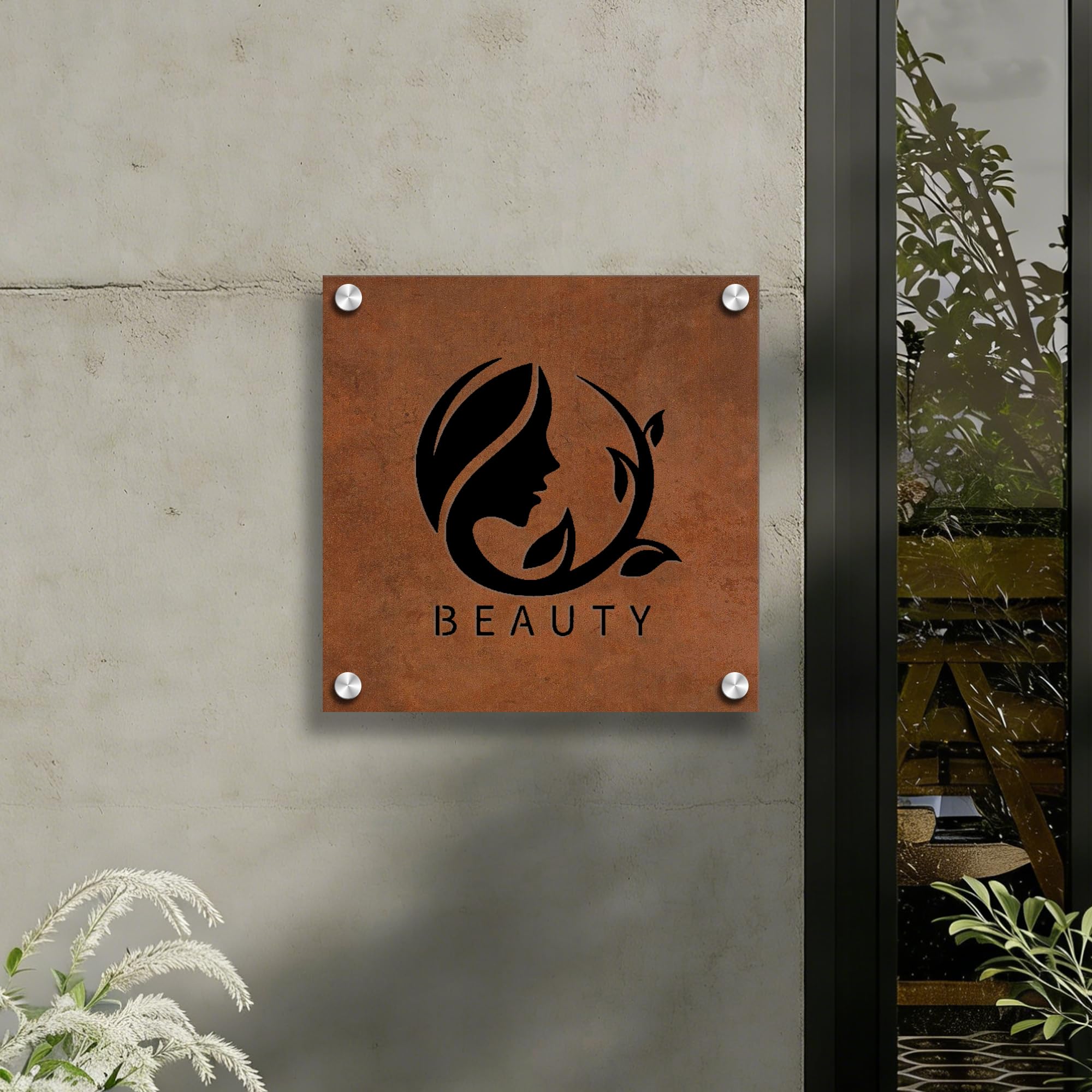 Neonapm Targa Personalizzata con Effetto Ruggine, Logo Vintage, Corten | 30-70cm, Impermeabile, Testo/Immagine/Font Personalizzabile, Fornire l'Anteprima & Realshot