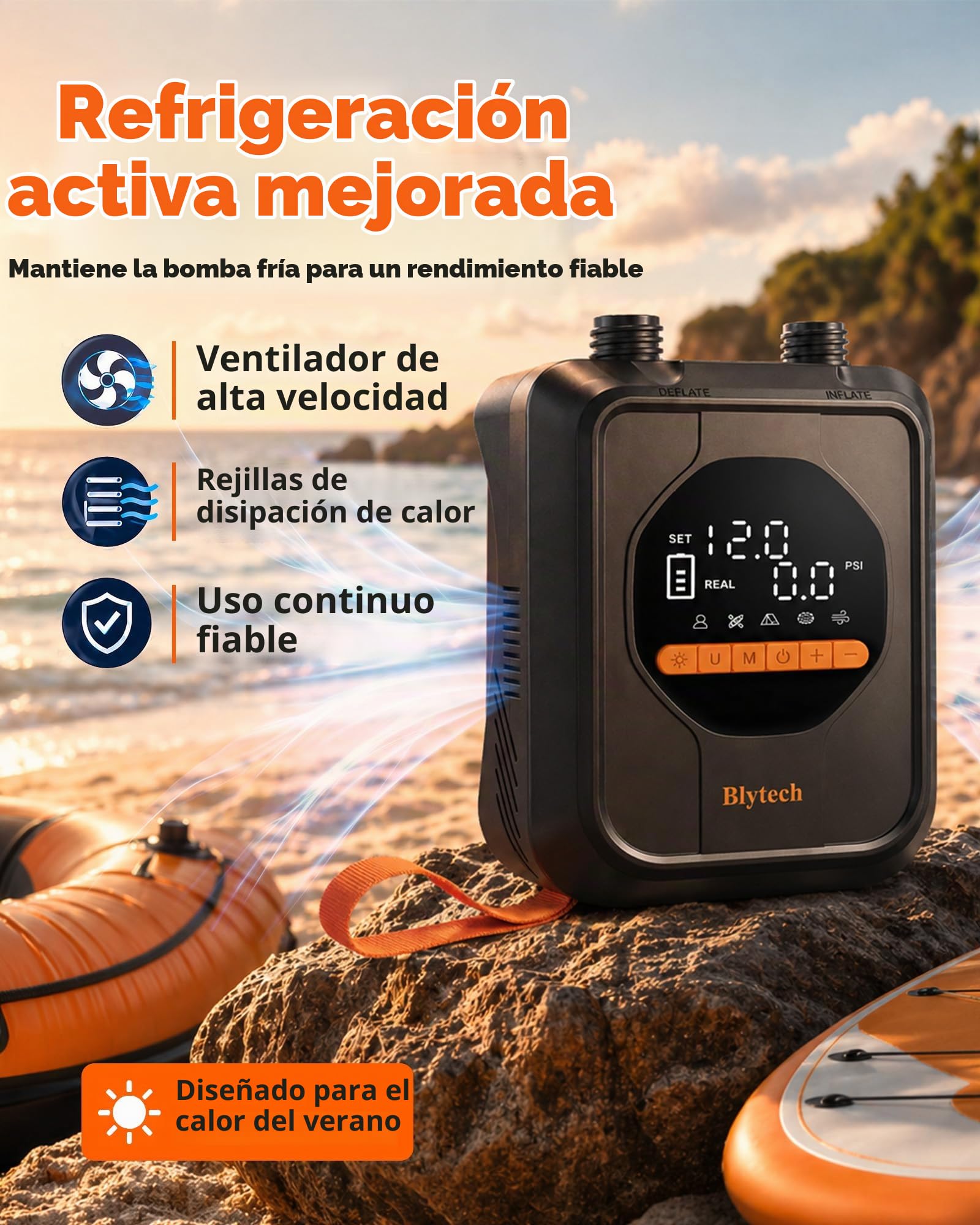 Inflador de pádel eléctrico de 20 PSI con batería recargable 13500 mAh | Bomba eléctrica de pádel portátil, inflado y desinflado rápidos, 7 puntas para kayak,tienda, barco,artículos hinchables