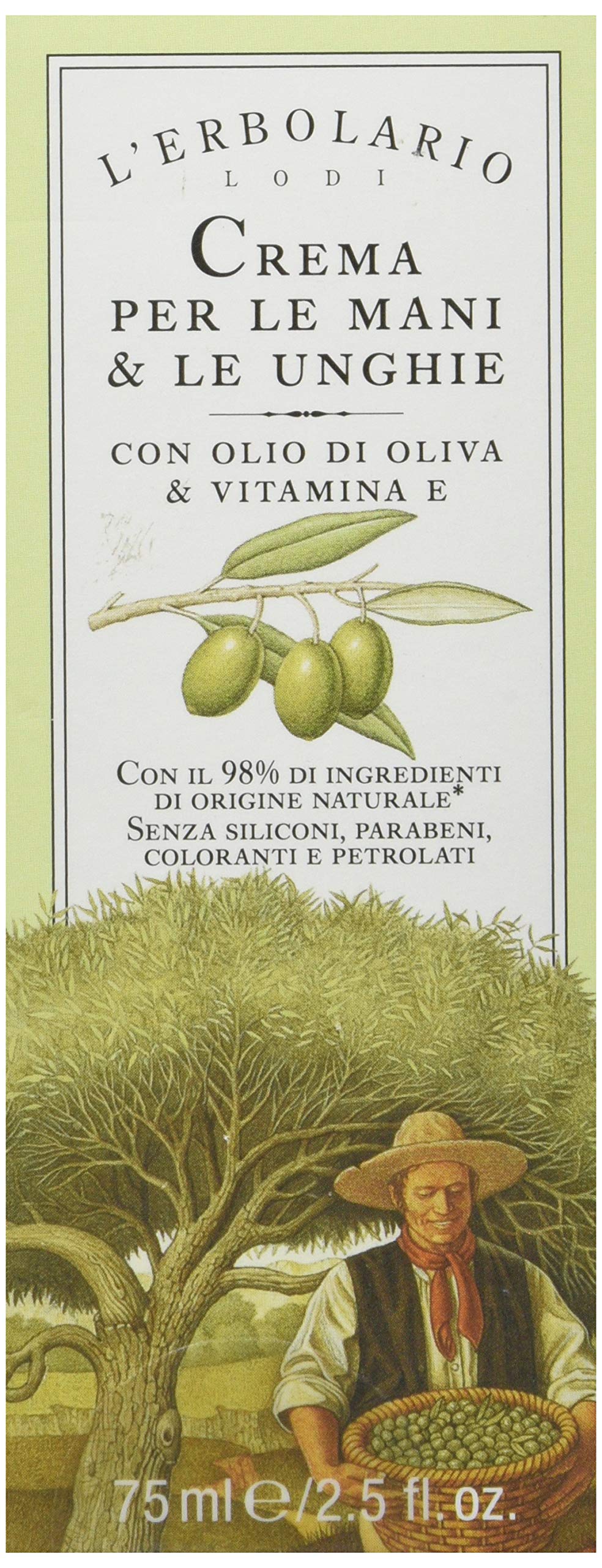 L'ErbolarioHand & Nail Cream - with Olive Oil & Vitamin E - Maintains Elasticity & Prevents Redness & Chapping - Cruelty Free, 2.5 oz