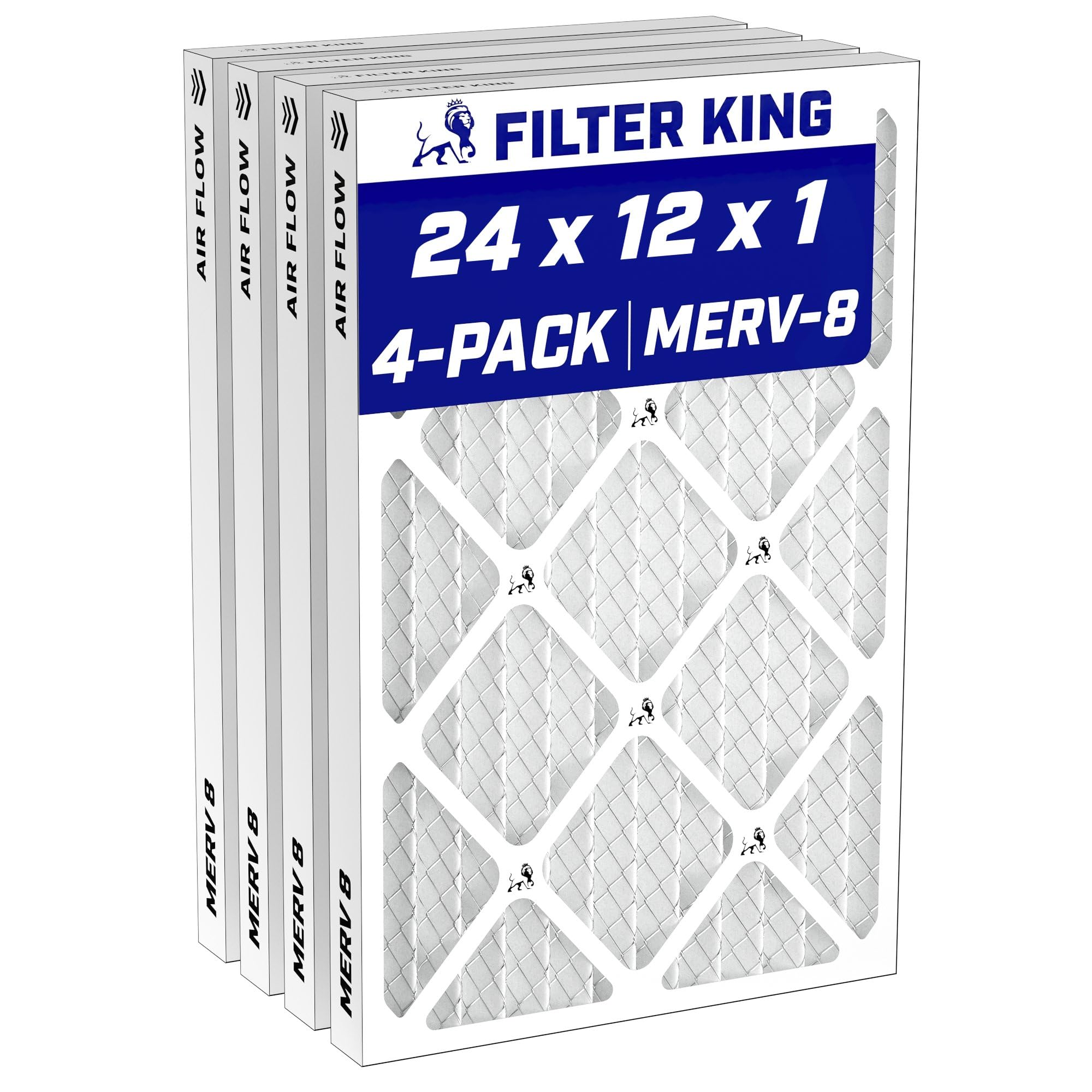 Filter King 24x12x1 Air Filter MERV 8, 4-Pack
