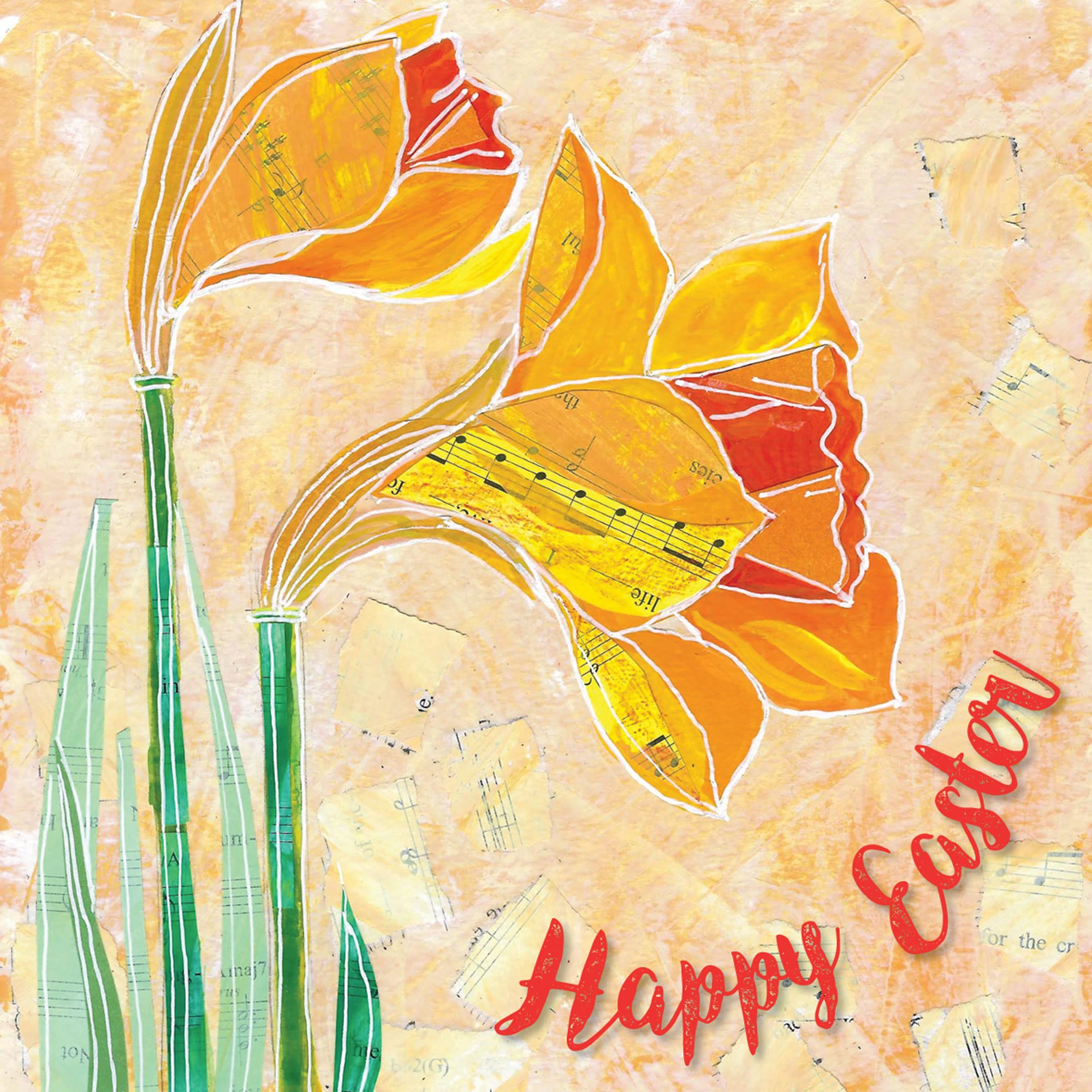 Easter Cards - Daffodils, pack of 5, with white envelopes and greeting inside. Easter cards for all the family by Just Cards Direct