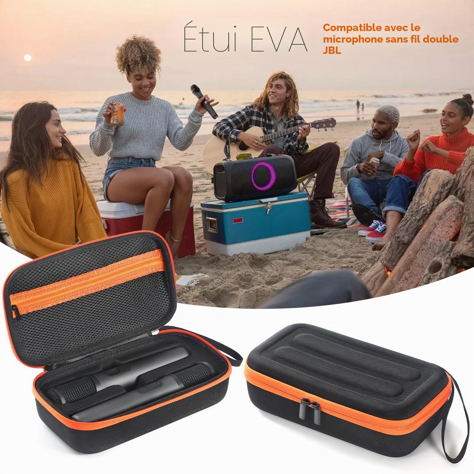 Mallette de rangement pour microphone, étui de rigide pour microphone sans fil J-BL partybo-x et accessoires, boîte de rangement pour microphone DJ, pochettes et poches pour les voyages Boîtier