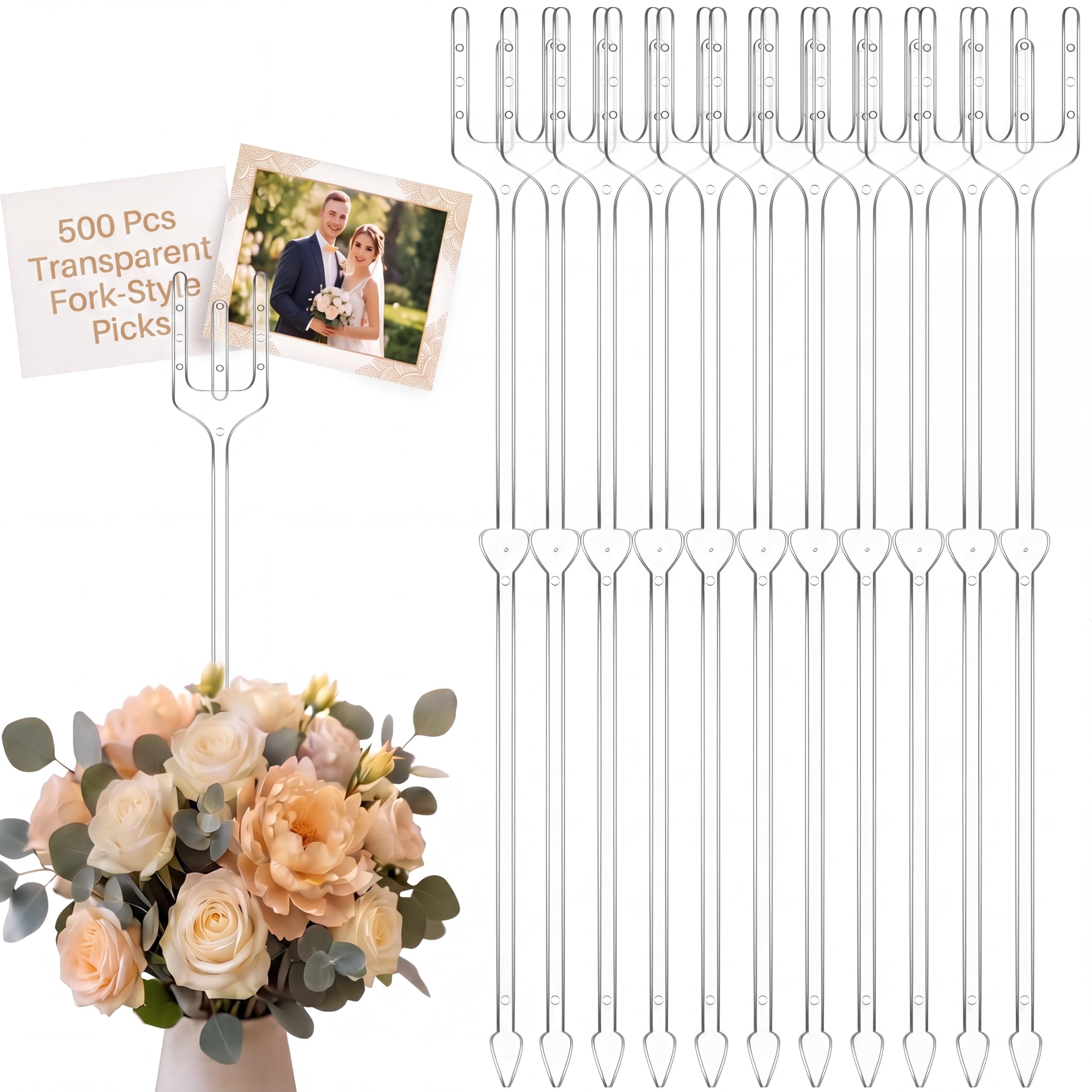 20 Pcs Floral Card Holder Picks, 9.4 Inch Clear Plastic Sticks for Bouquets