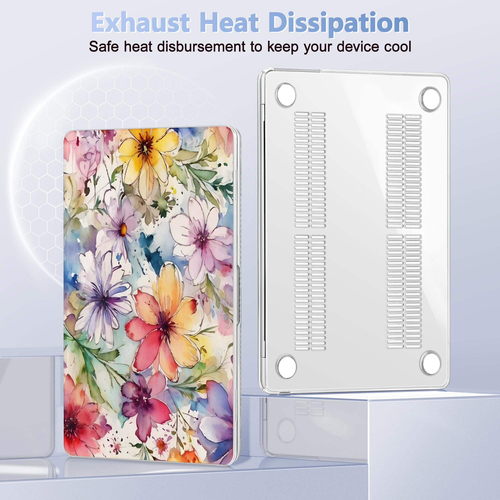May Chen M4 Custodia per MacBook Air da 15 pollici compatibile con display e touch ID retina liquida, custodia rigida in plastica - fiori astratti