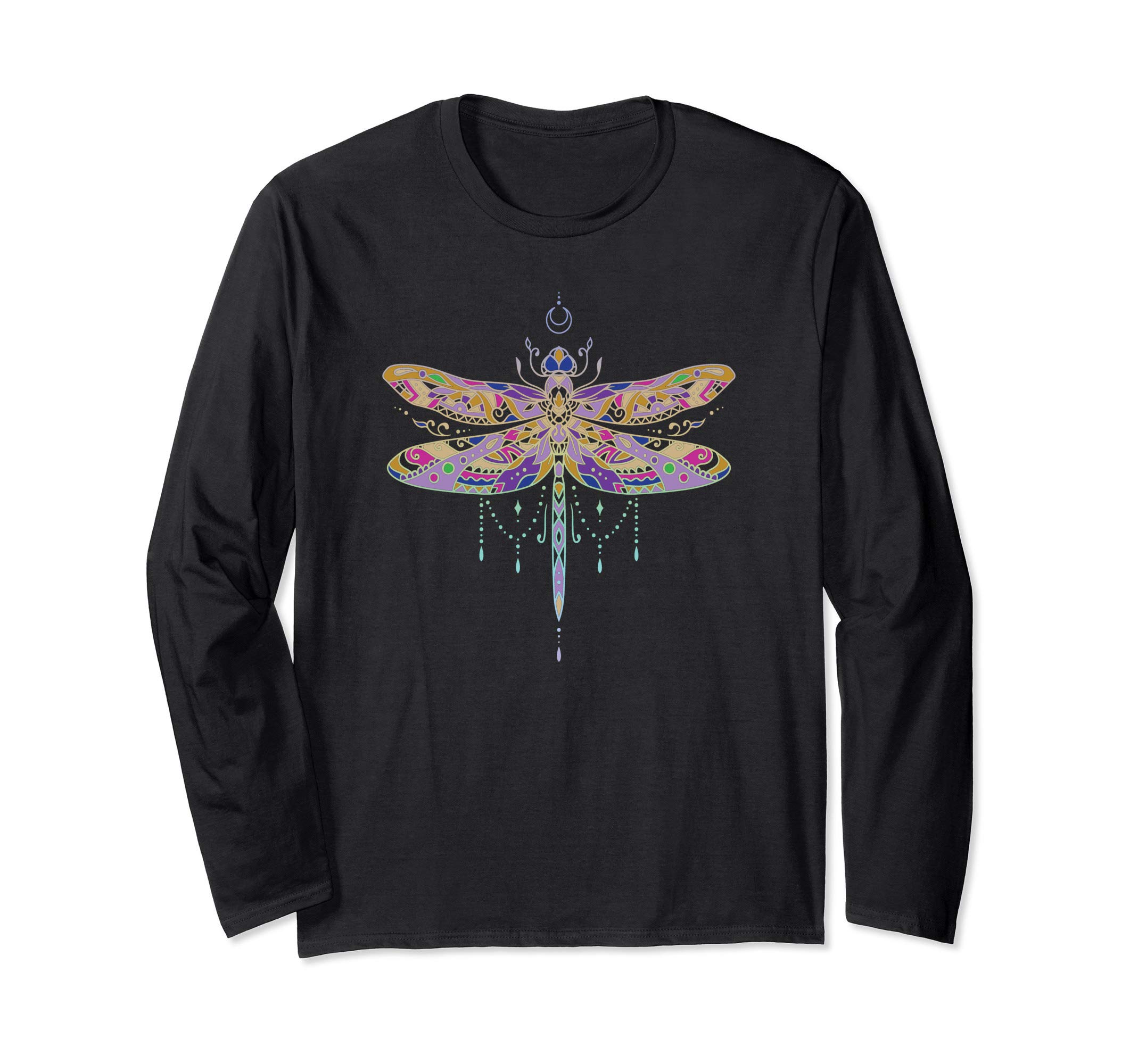 Yoga Mandala Designs, for Instructors, GardenersMandala Design with Dragonfly for Gardener, Yoga Instructor Long Sleeve T-Shirt