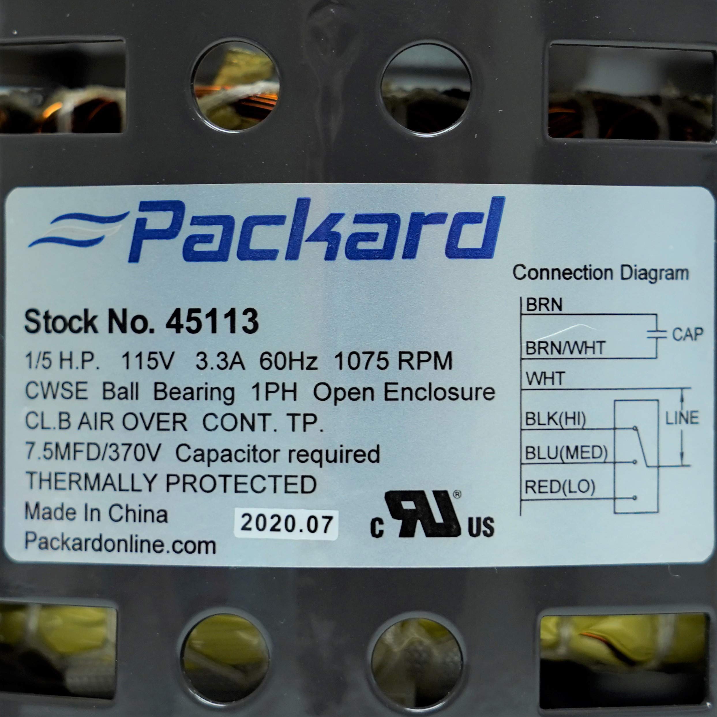 Packard 45113 - Motor de ventilador de horno de repuesto para Carrier HC37TQ113 montaje flexible de 3 velocidades