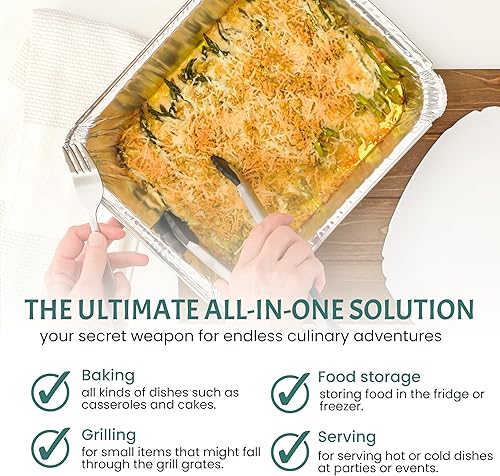 Miniatura 3 de Sartenes de papel de aluminio grandes de tamaño completo (paquete de 20)  Sartenes de papel de aluminio grandes de 21 x 13 pulgadas con alta