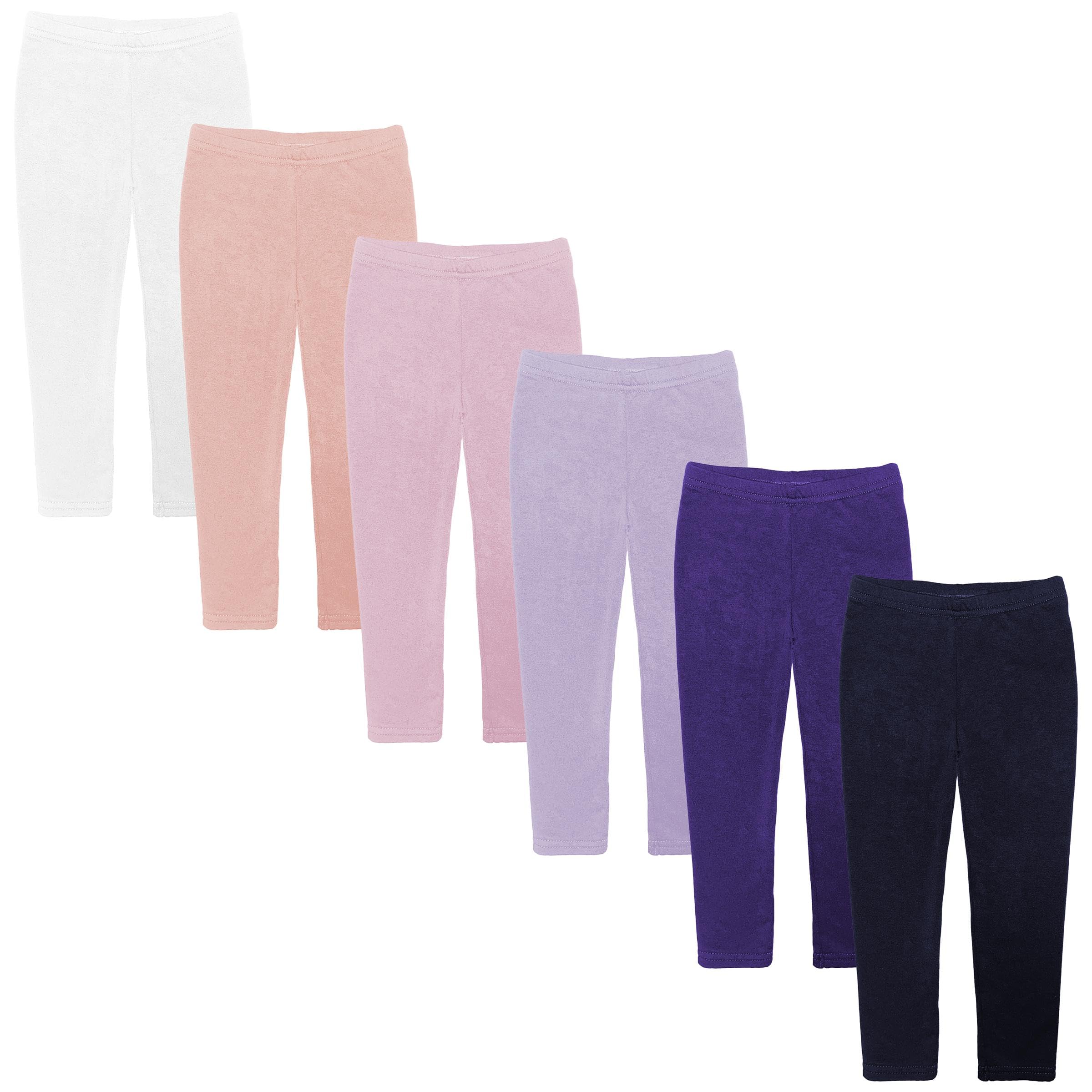 Boys Girls Toddler Little Kids Unisex 6 Pack Cotton Stretch Snug Fitting Long Pant Leggings