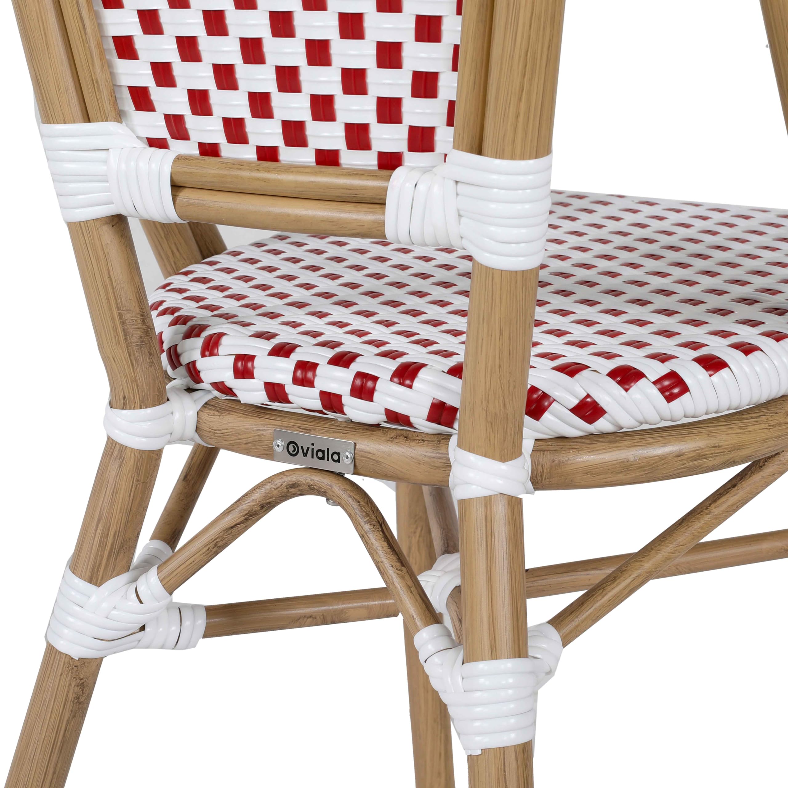 Oviala Chaise de terrasse bistrot Parisien en Aluminium et rotin Rouge
