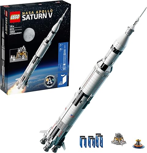 LEGO 92176 Ideas NASA Apollo Saturn V Space Rocket and Vehicles, juego de construcción de coleccionistas de naves espaciales con soporte de