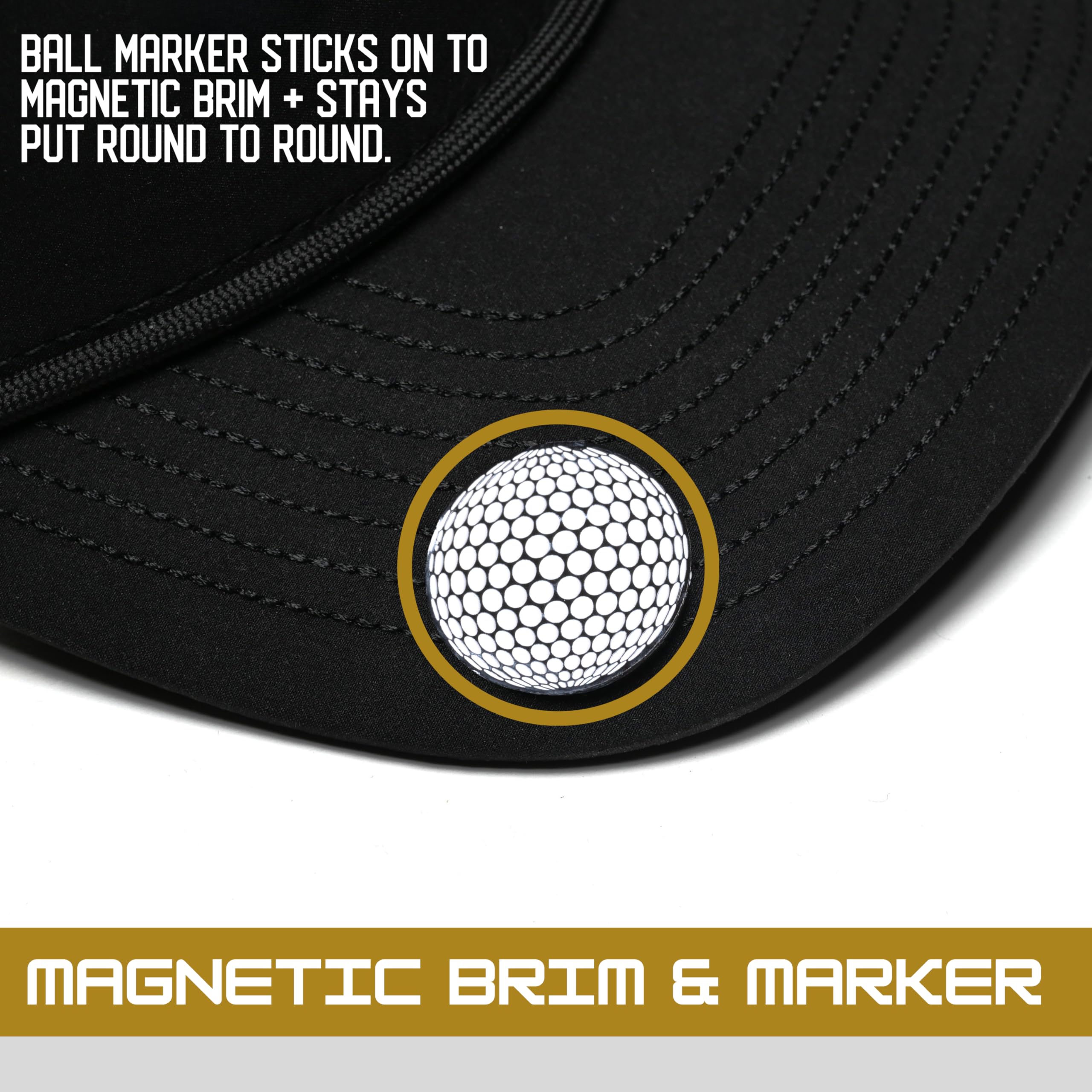 BRIMZ Cotton Golf Hat with Magnetic Brim & Tee Holder - Snapback Golf Cap for Men & Women - Magnetic Brim for Ball Marker - 5