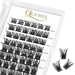 QUEWEL Cluster Lashes 72 Pcs Wide Stem Individual Lashes C/D Curl 8-16mm Length DIY Eyelash Extension False Eyelashes Soft for Personal Makeup Use at Home (honey01-C-MIX8-16)