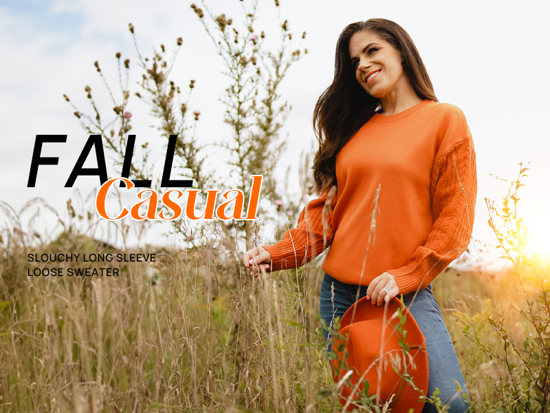 ZESICA Women's 2025 Fall Long Sleeve Crew Neck Solid Color Cable