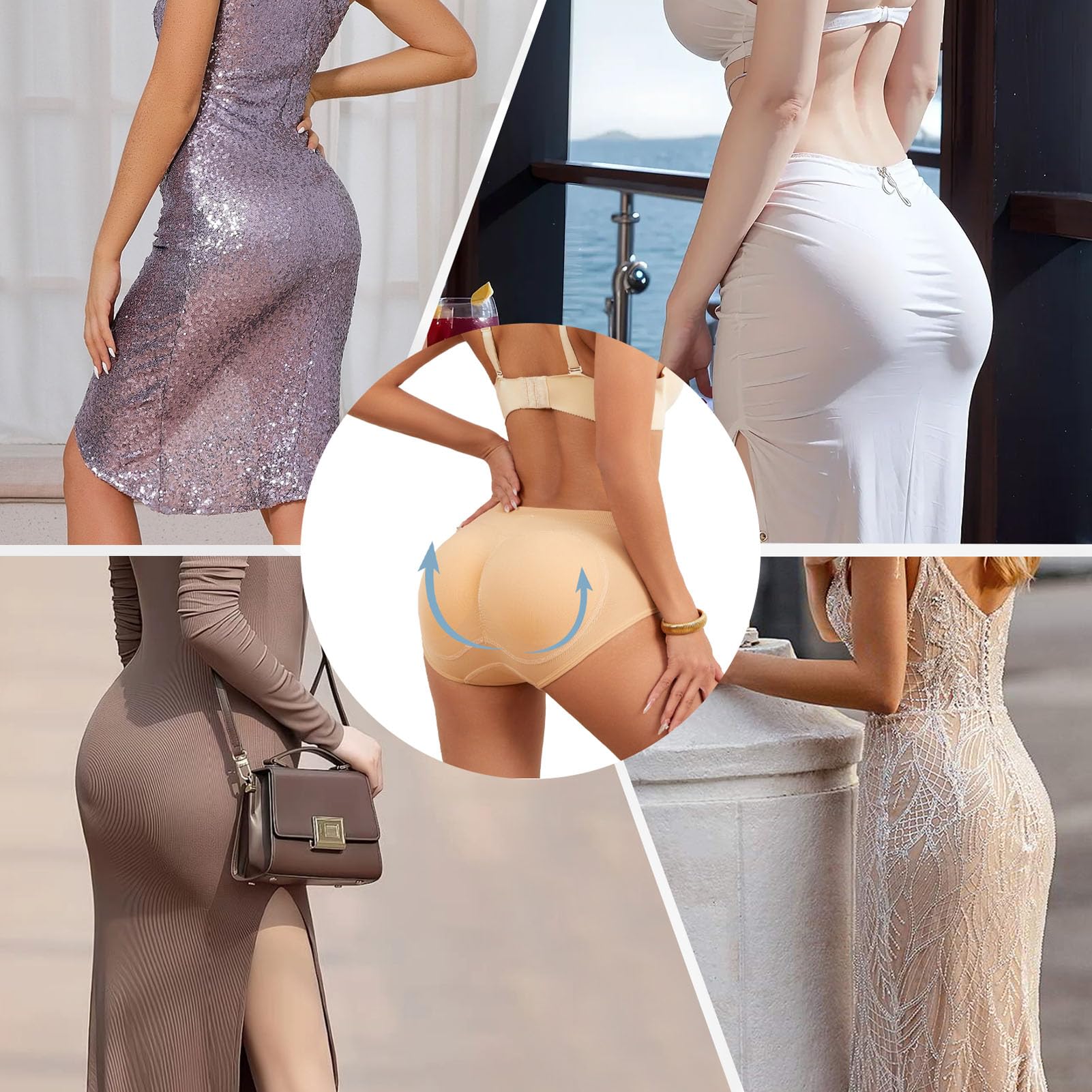 Generisch Damen Po Push Up Unterhose, Damen Butt Lifter Höschen Push Up Slip Po Heber Unterhose Gepolstert Miederhose Fake Ass Hüfte Unterwäsche Hip Enhancer Shapewear