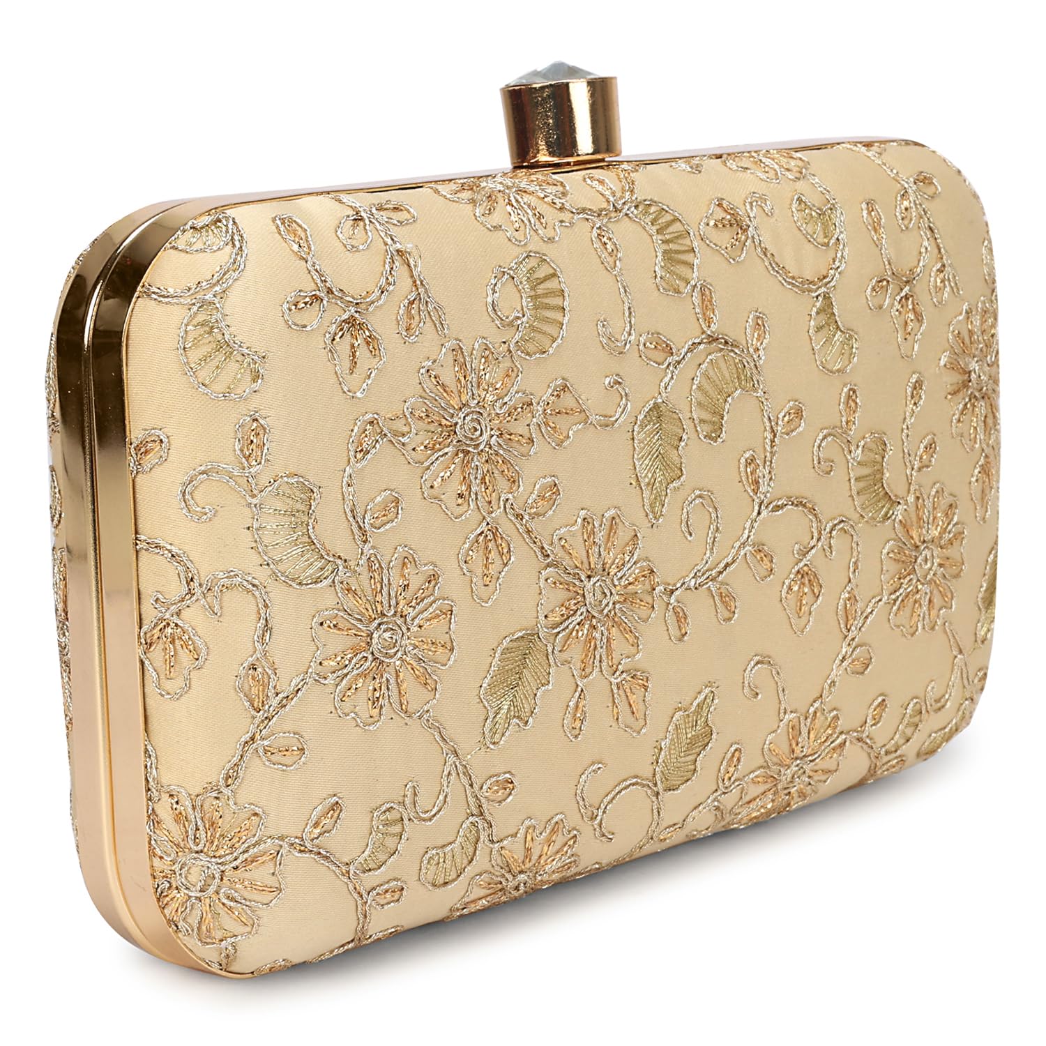 LONGING TO BUY Hand Crafted Designer Box Clutch - Zari Embroidery For Women