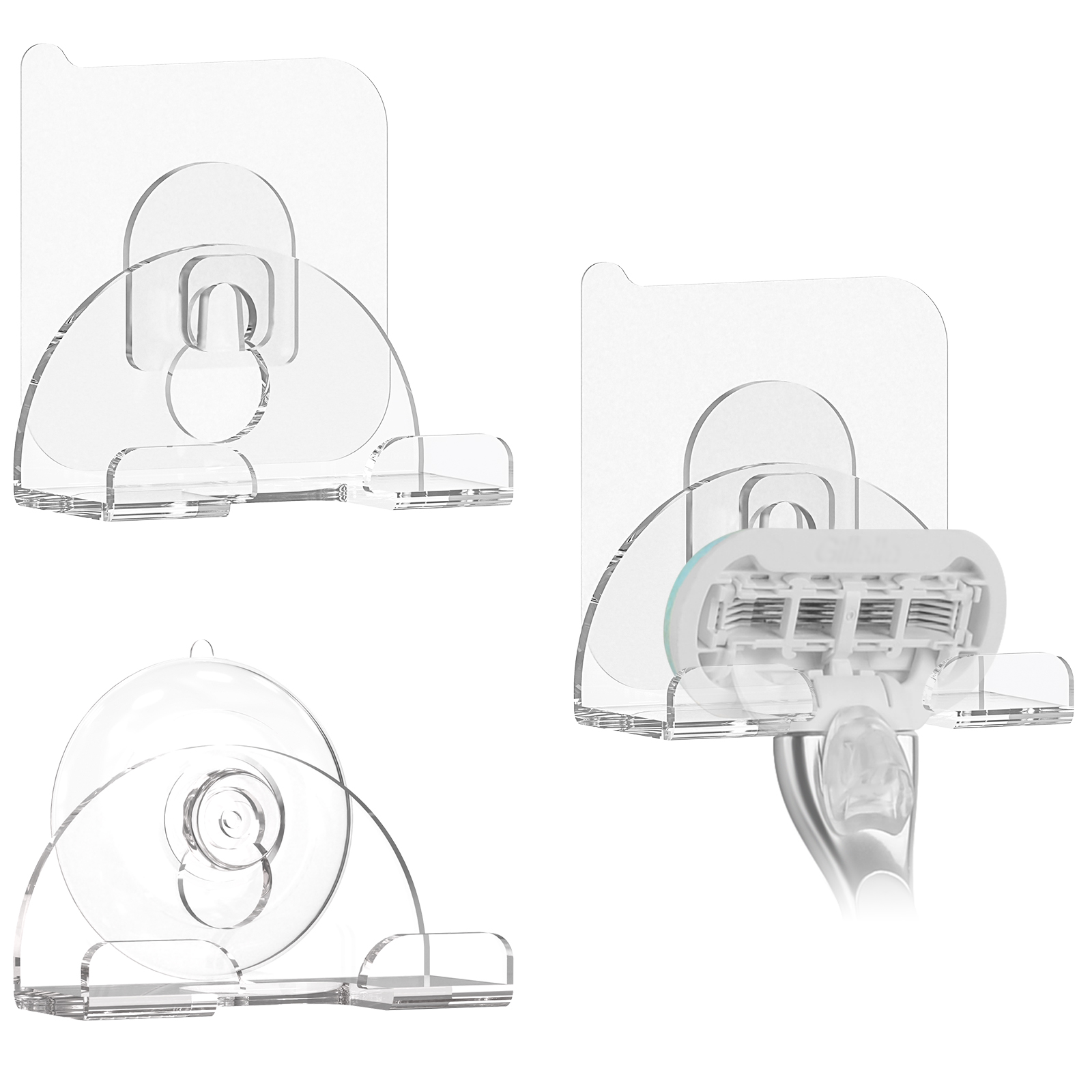 Linkidea 3 Porta Rasoi Doccia A Ventosa - Compatibile Gillette Venus, Fusion, Mach3 - 2