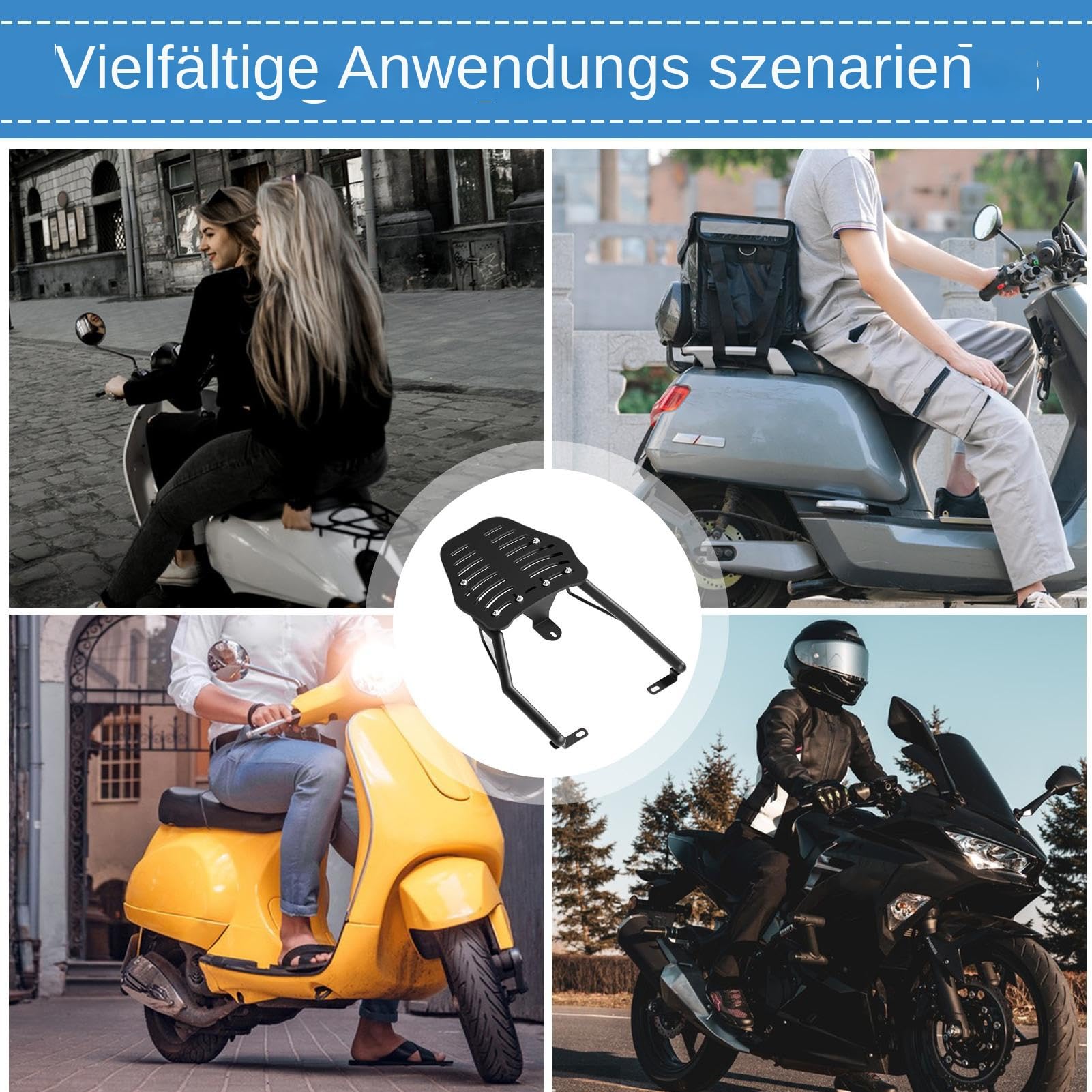 Motorrad-Kofferraumträger Gepäckträger Heckgepäckträger Verstellbarer Gepäckträger Schwarz Pendelreisen Täglichen