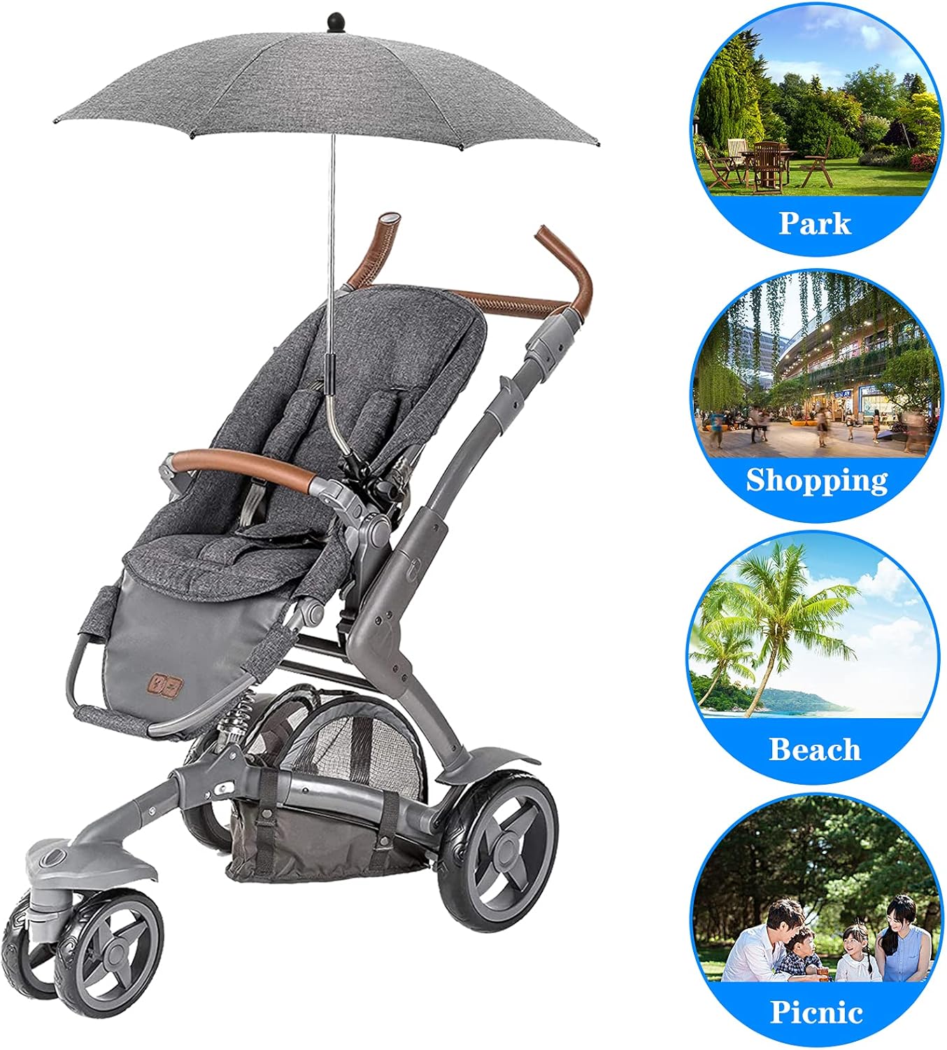 grey pram parasol