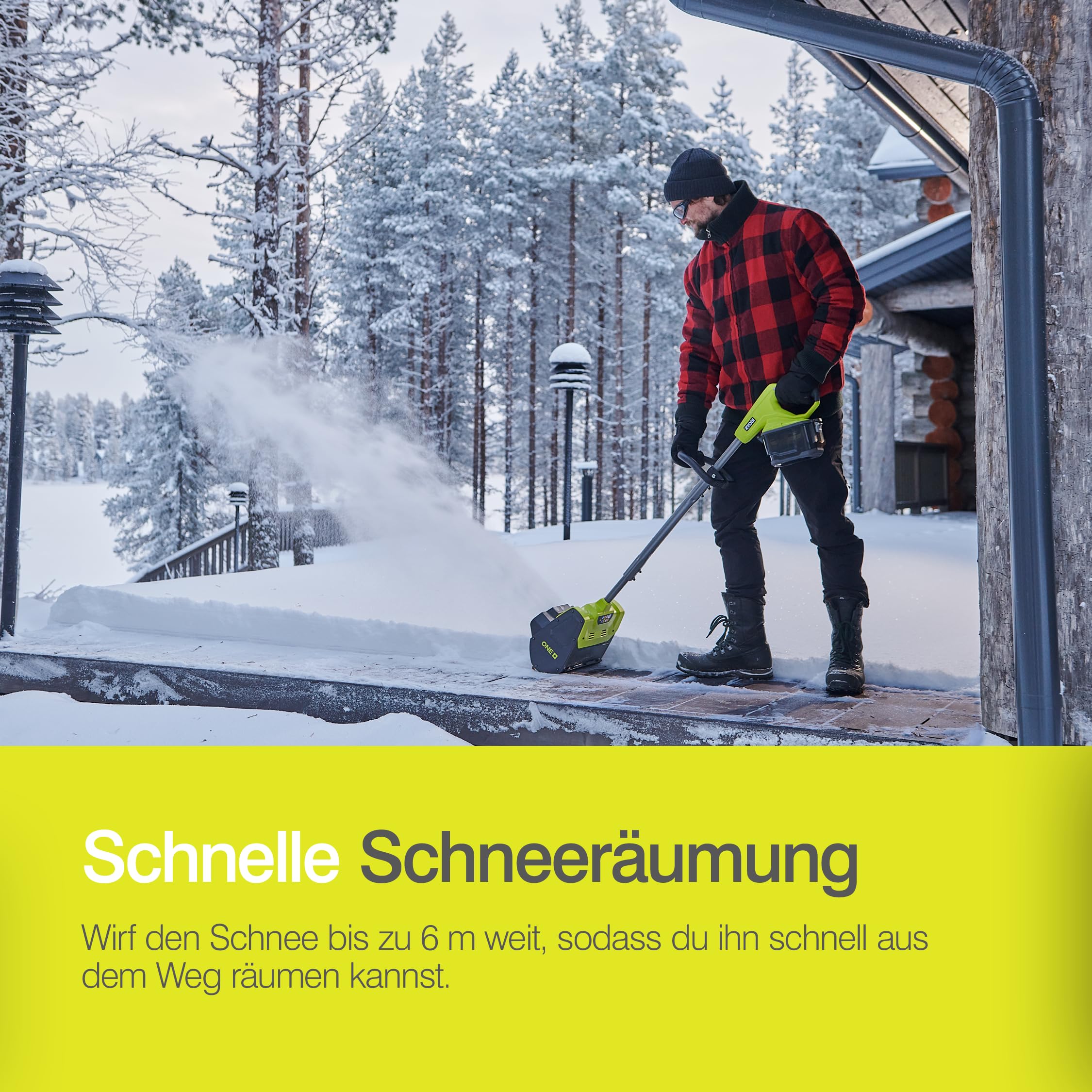 RYOBI 18 V ONE+ Akku‐Schneefräse RY18ST25A‐0, Räumbreite 25 cm, ohne Akku und Ladegerät