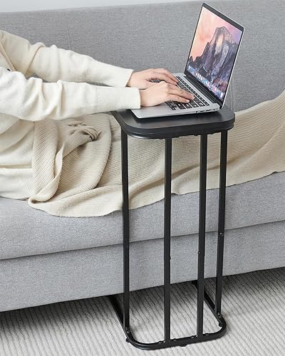 Miniatura 7 de Mesa auxiliar en forma de C, mesa auxiliar pequeña de 27 pulgadas de alto para sofá y cama, mesa de sofá que se desliza debajo, mesa alta de bandeja