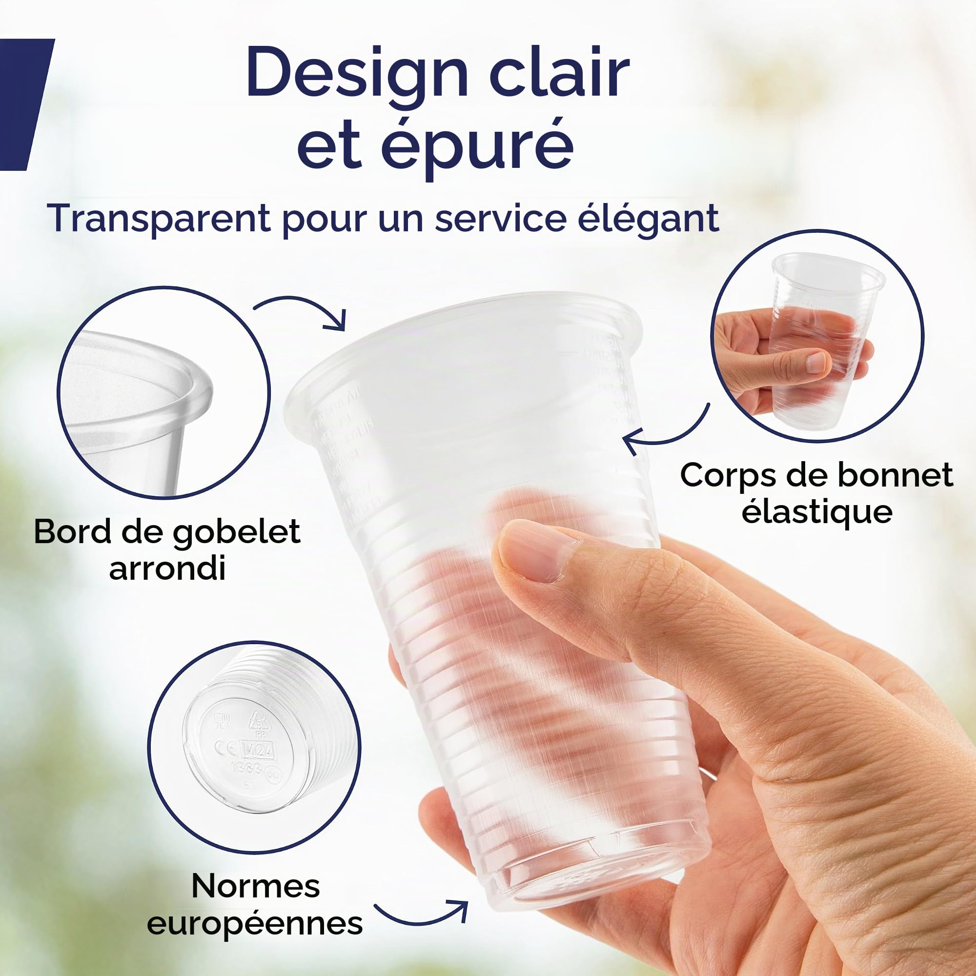 Inoverse Lot de 1000 gobelets en plastique de 0,4 l – Transparents – Gobelets à bière, gobelets en plastique, gobelets de fête, gobelets à eau, gobelets Slush