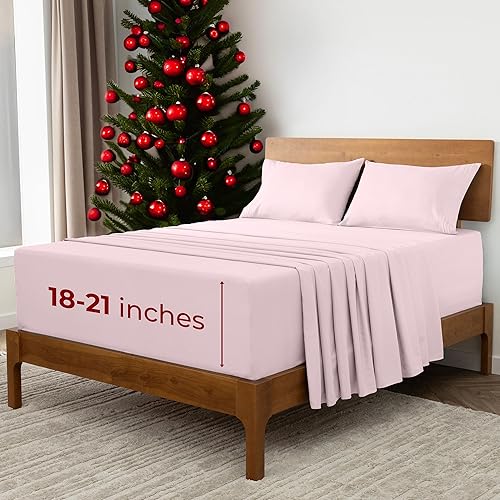 Mellanni - Sábanas extraprofundas King, 4 piezas, Iconic Collection, lujosas y ultrasuaves, sábanas frescas, resistentes a las arrugas, la