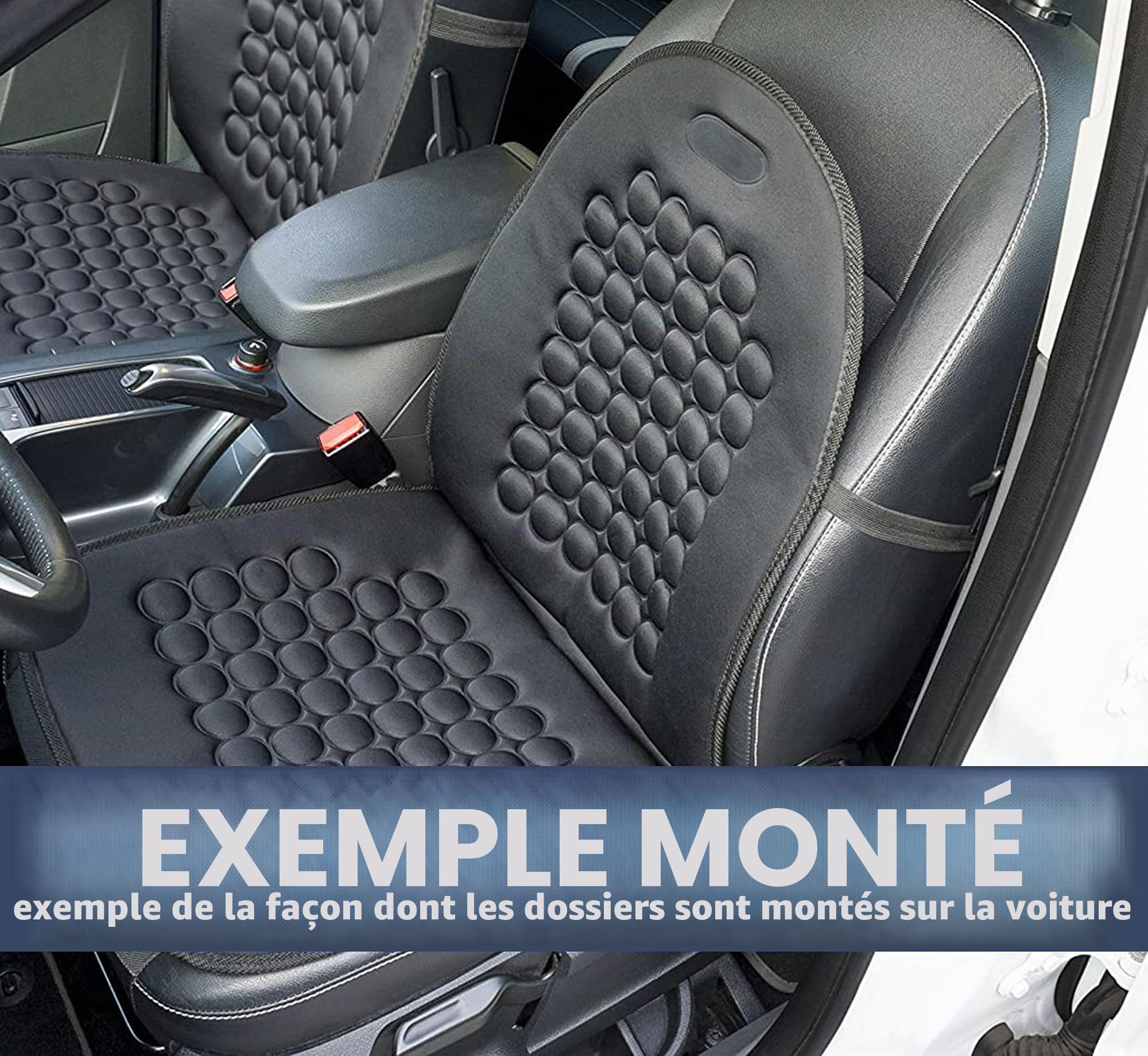 Auto Accessori Lupex Paire de dossiers universels, matériau polyester, ensemble de housses de siège avant, kit de 2 pièces avec 92 balles de massage, pour sièges de voiture, fourgon, autobus, camion