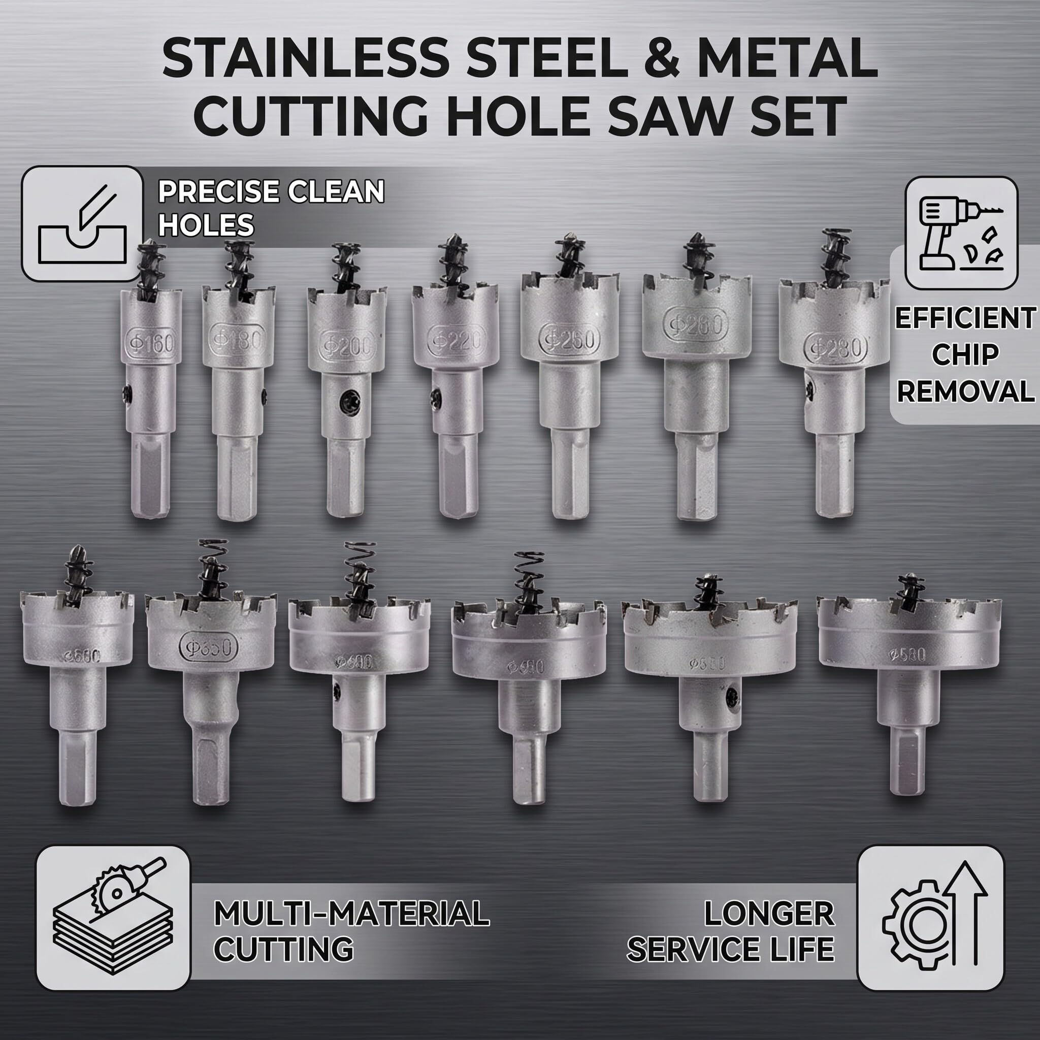 Zestaw wierteł wiertniczych z twardego metalu, 13 sztuk, zestaw wierteł TCT ze stali nierdzewnej, wiertła do metalu, do stali nierdzewnej, żelaza, miedzi, tworzywa sztucznego