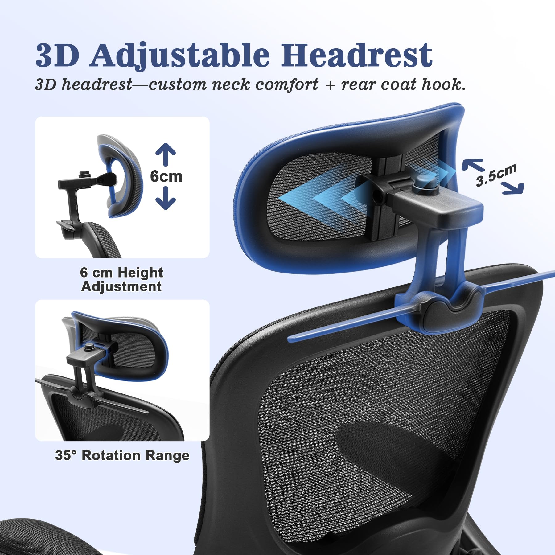 Magic Life Chaise de Bureau Ergonomique Coussin Rebondissant Haute Densité Confortable Respirante Travail Domicile Bureau Noir