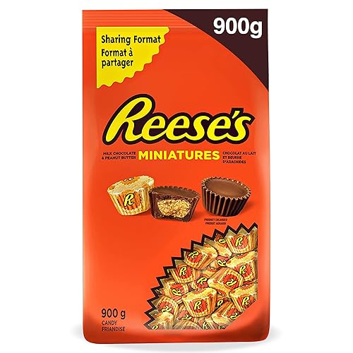 REESE’S Peanut Butter Cups Minis – Bulk Chocolate Candy, Individually Wrapped, 900 g Bag, Perfect for Halloween Bowls, Treat Bags - Chocolate