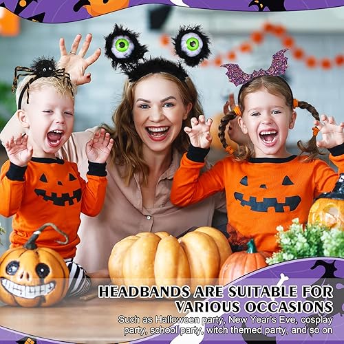 Miniatura 4 de 18 paquetes de diademas de Halloween, sombrero de bruja aterrador, diadema de Halloween, sombrero de bruja de Halloween, decoraciones de Halloween