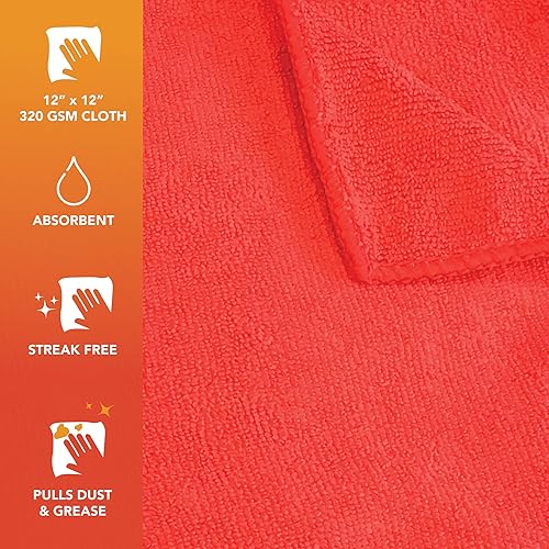 Miniatura 9 de Arkwright - Paños de limpieza de microfibra, paquete de 12 toallas de lavado de secado sin pelusa y rayas, 320 GSM, súper absorbentes y de secado