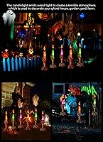 Vista 8 de Decoraciones de Halloween, paquete de 6 estacas de velas iluminadas, con manos de esqueleto, impermeable, funciona con pilas, con temporizador, se