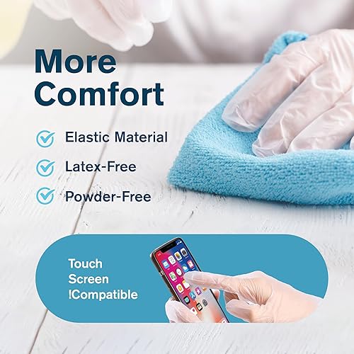 Miniatura 3 de Ridex Medical - Guantes desechables de vinilo transparente sin látex 100 unidades guantes multiusos sin polvo guantes de caja dispensadora 100