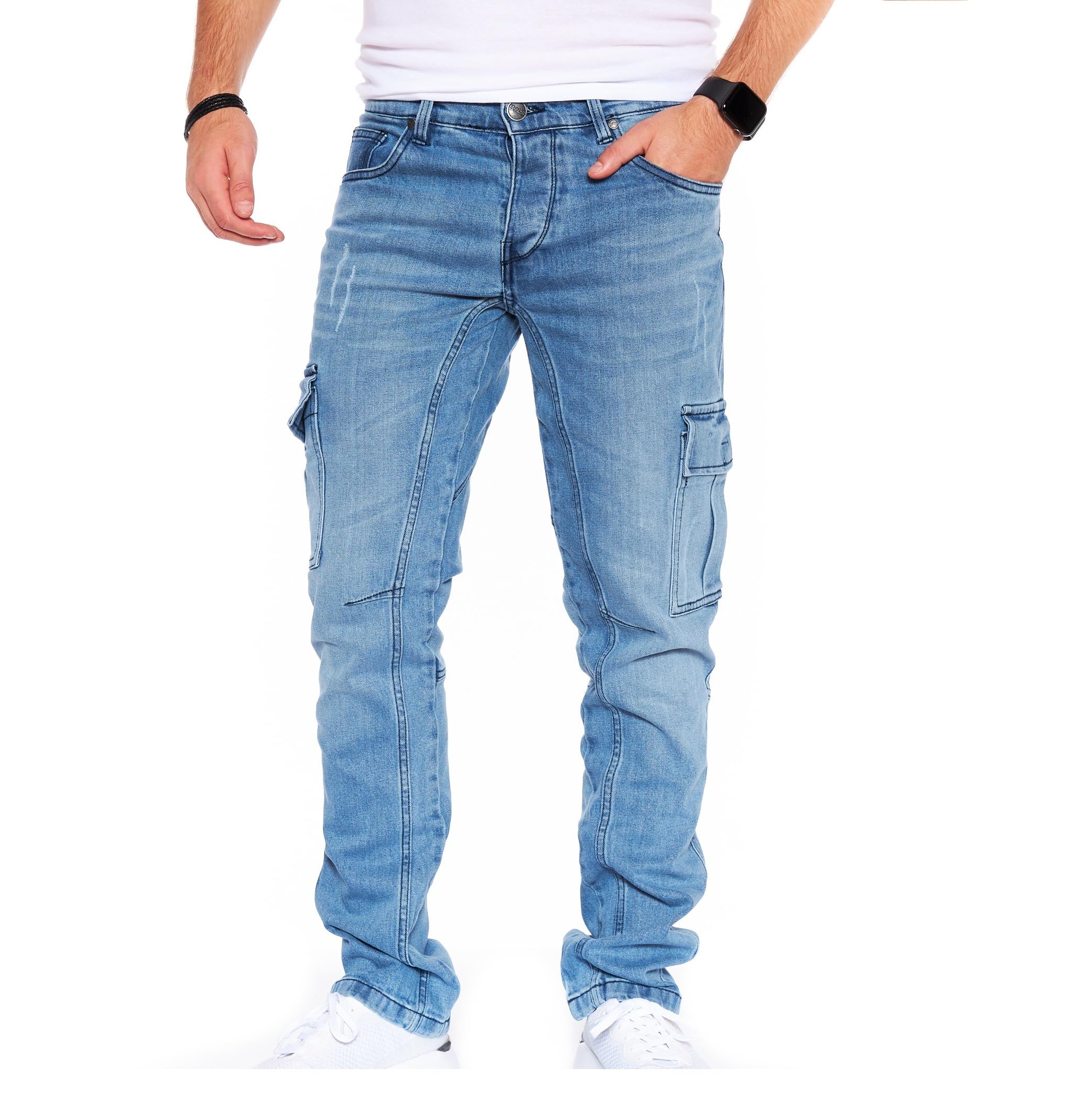 SS8003 Herren Cargo Jeans Herren Jeans Hose für Männer Jungen Regular Slim fit Denim Destroyed Jogger Freizeithose Casual Stretch Jeans
