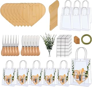 55 Pcs Baby Shower Prizes for Game Winners, 6 Sets Bamboo Cheese Board Kit with Utensils & Towel, Thank You Cards & Gift Bags for Adult Party Favors