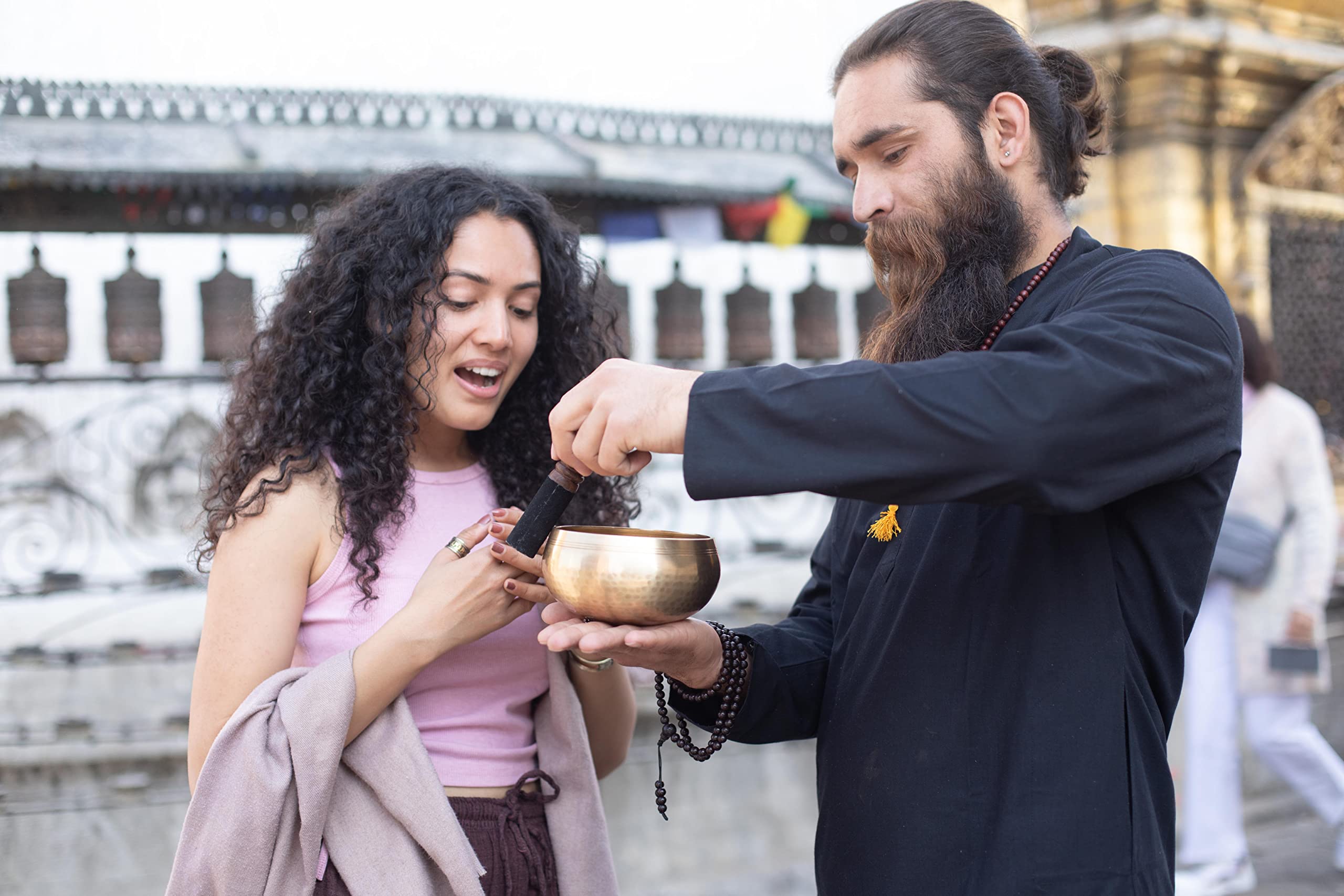 Set di ciotole tibetane – facile da suonare per principianti – autentica meditazione artigianale con suono olistico 7 Chakra guarigione regalo di Himalayan Bazaar (5 Pollici)