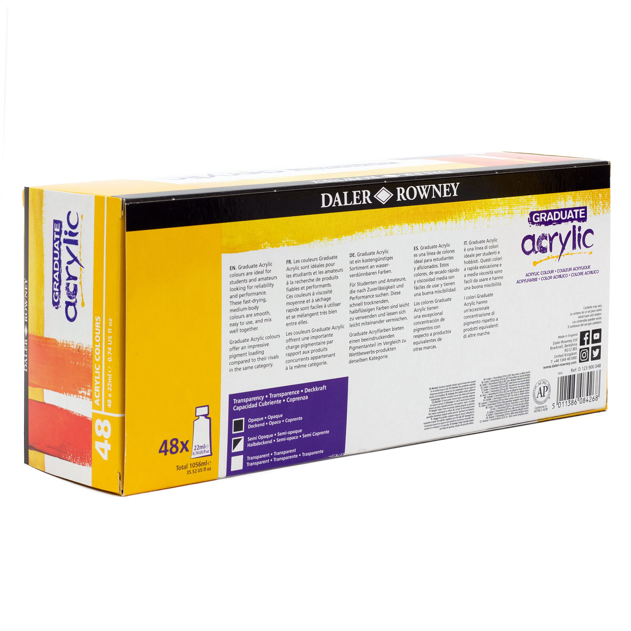 Daler Rowney 123900048 Graduate Acrylfarben-Set, 22 ml, 48 Stück