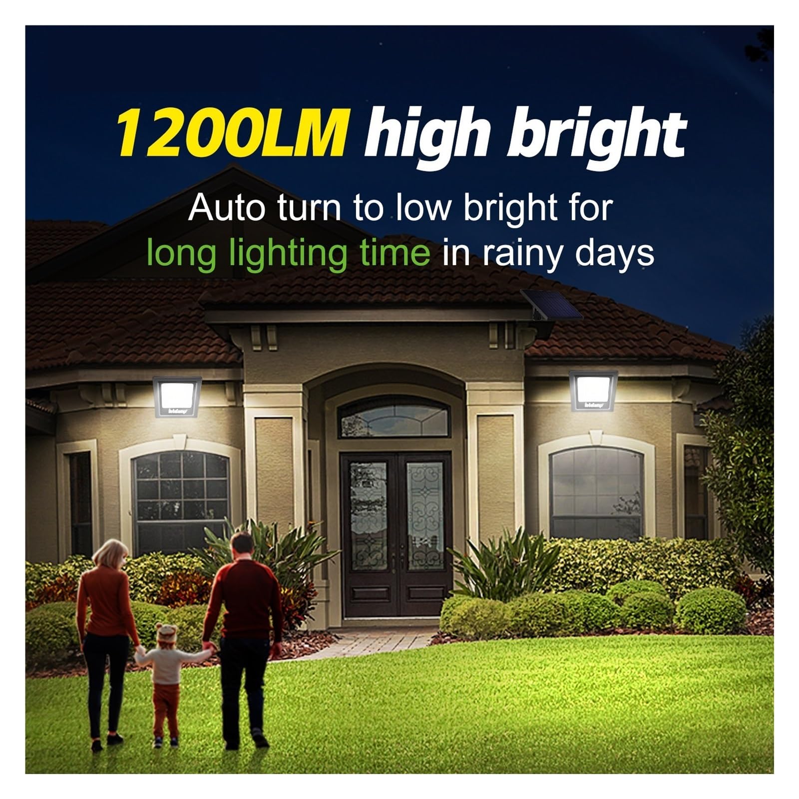 Luces Solares Led Exterior Jardin, Luz de Seguridad Solar for Exteriores, Pared superbrillante, IP65, Impermeable, Calle, jardín, Patio, Porche para Garajes, Caminos