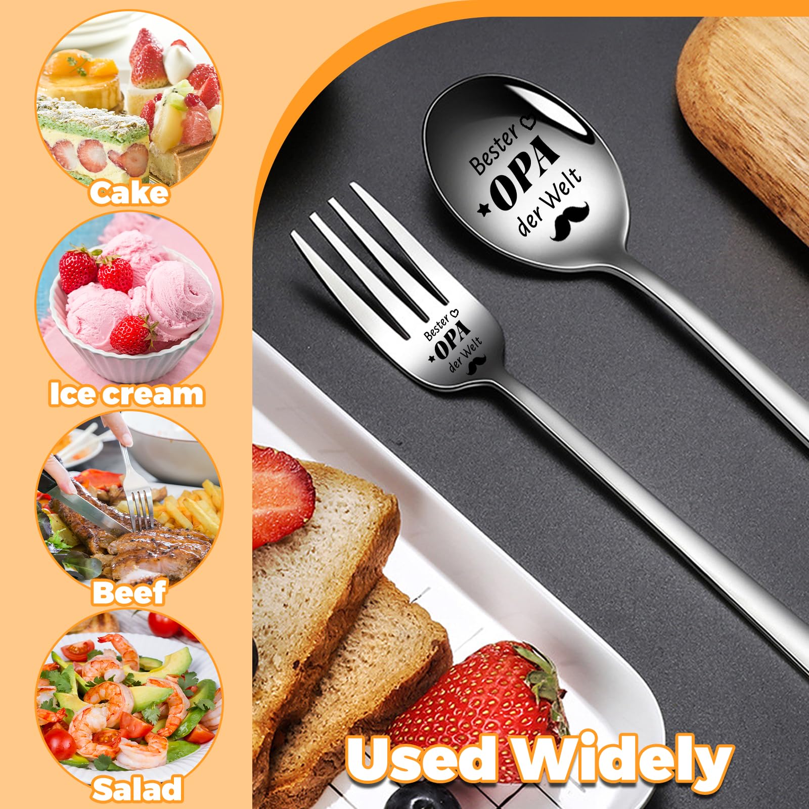 DIKARIYA Cadeaux Pour Mari De Noël - Lot De 2 Cuillères à Café Avec Gravure « Bester Ehemann Der Welt » - Cuillères D'amour Pour Homme - Cadeaux